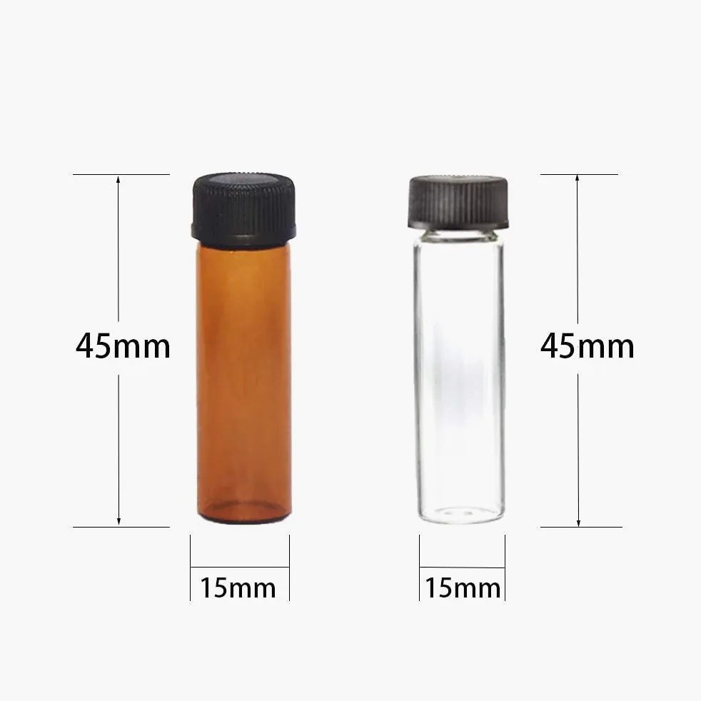 Paquete de 100 viales de vidrio con tapas de rosca fenólicas negras (4 ml, marrón)