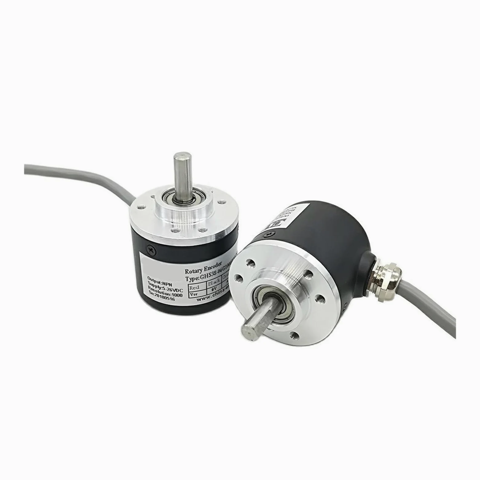 Encoder rotativo Codificador rotatorio incremental óptico 360, Eje de 6 mm, 12 24 V CC, Salida de Voltaje HTL, medición de Velocidad y posición(2048ppr)