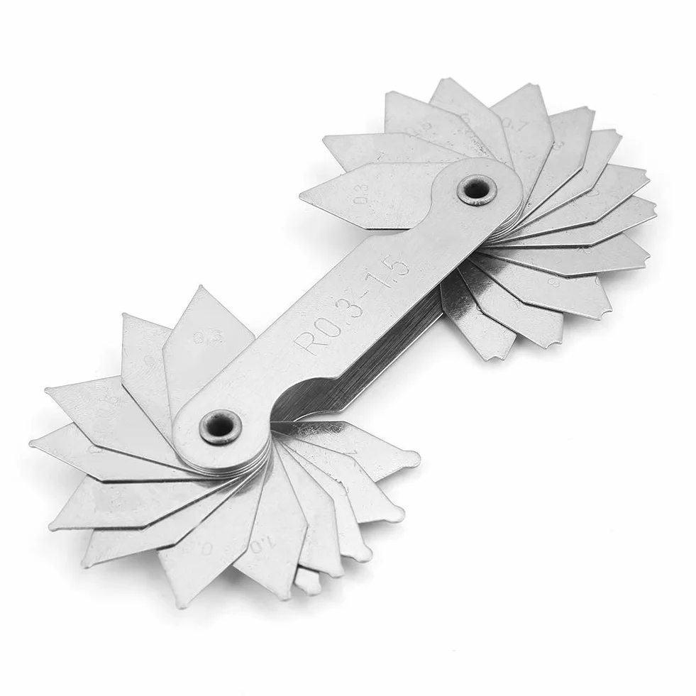 Medidor de Filete de Acero Inoxidable 4 piezas R0.3-1.5 R1-6.5 R7-14.5 R15-25