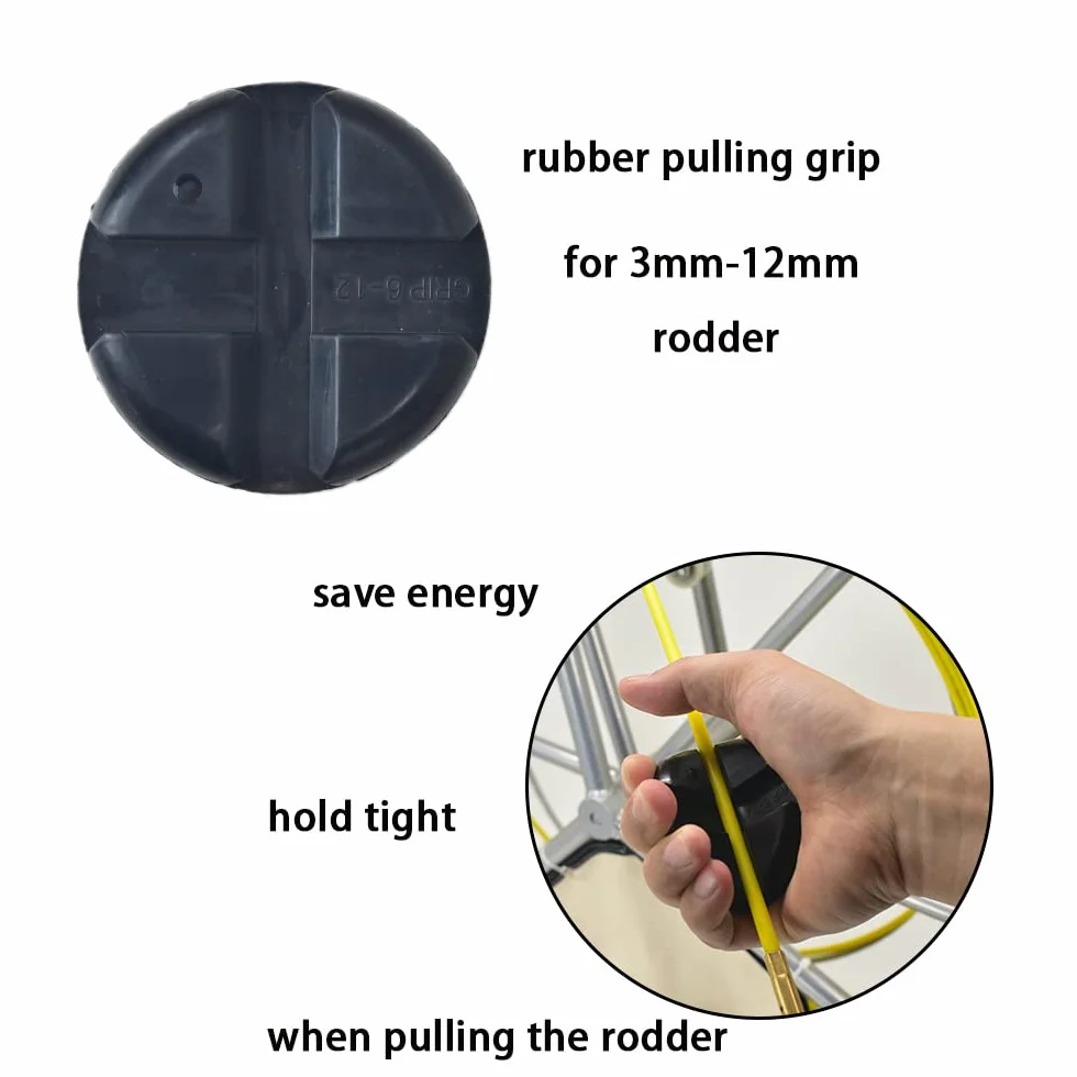 Obluesky 6mm x 130m Guia de Fibra de Vidrio,Conducto Cable Rodder Fibra de Vidrio Cable Rod Extractor con Jaula y Soporte