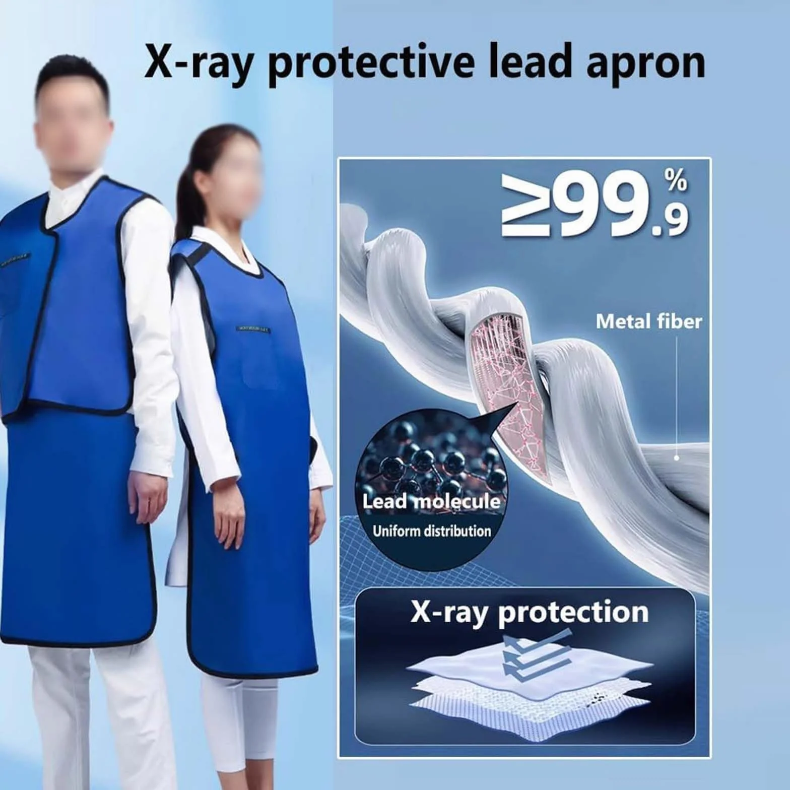 Delantal de Plomo Chaleco de Plomo Protector de Rayos X Delantal de Plomo Ligero de protección contra la radiación Ropa de Escudo Chaleco Traje CT Adulto Mascotas Unisex,0.35mm PB,100x60cm