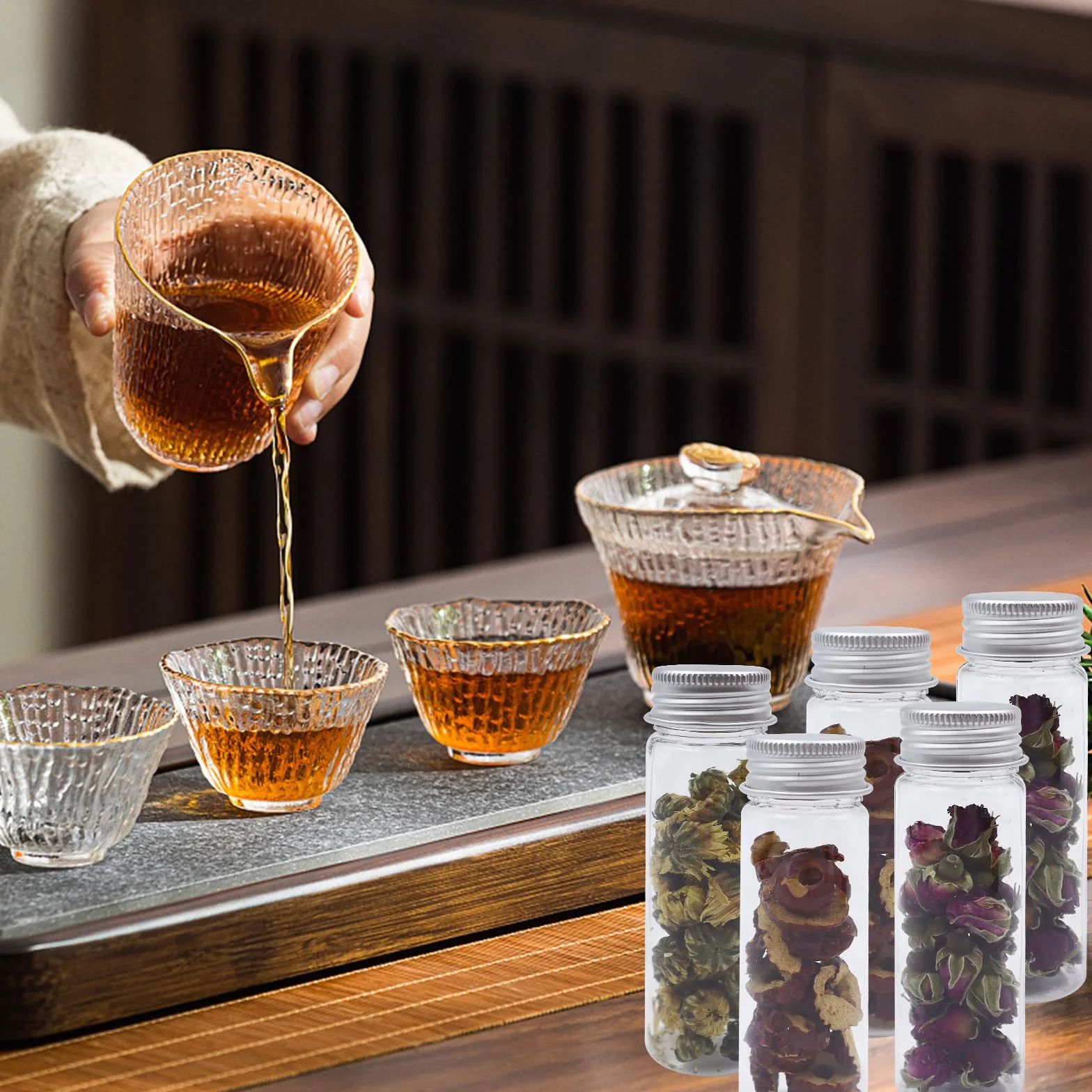 Tubos de ensayo de plástico 50 ml con tapa de rosca, transparentes para flores