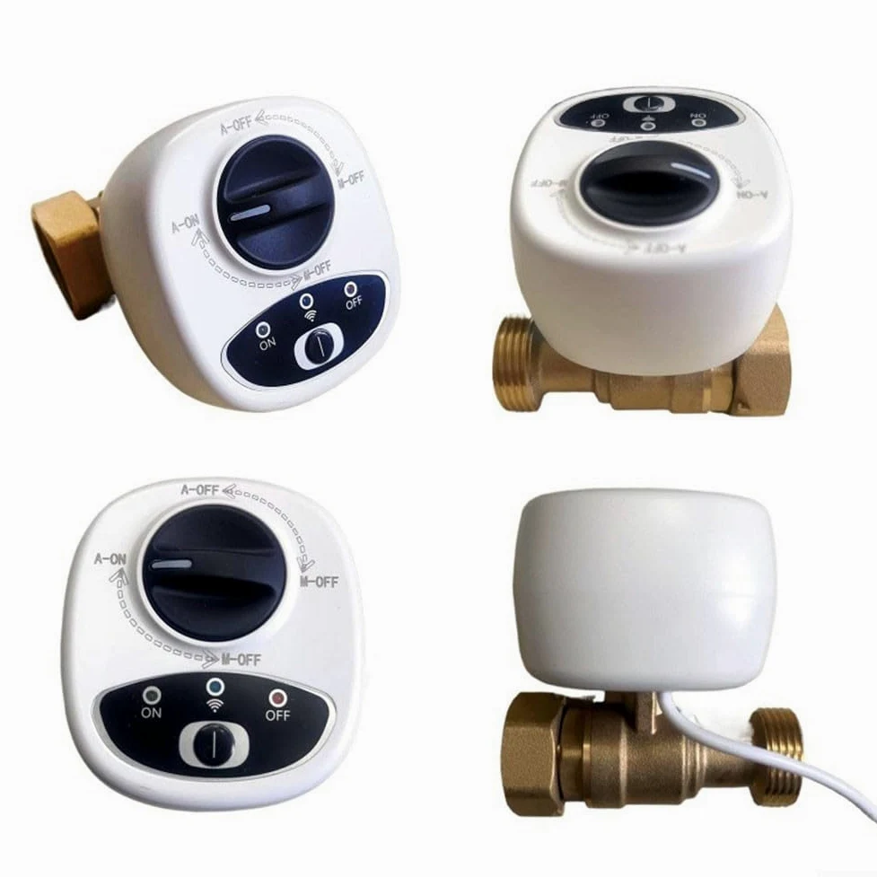 Válvula de agua WiFi inteligente de apagado automático, aplicación de control remoto, 3 modos de temporización, alarma de fugas de agua y gas, para Alexa (DN20)