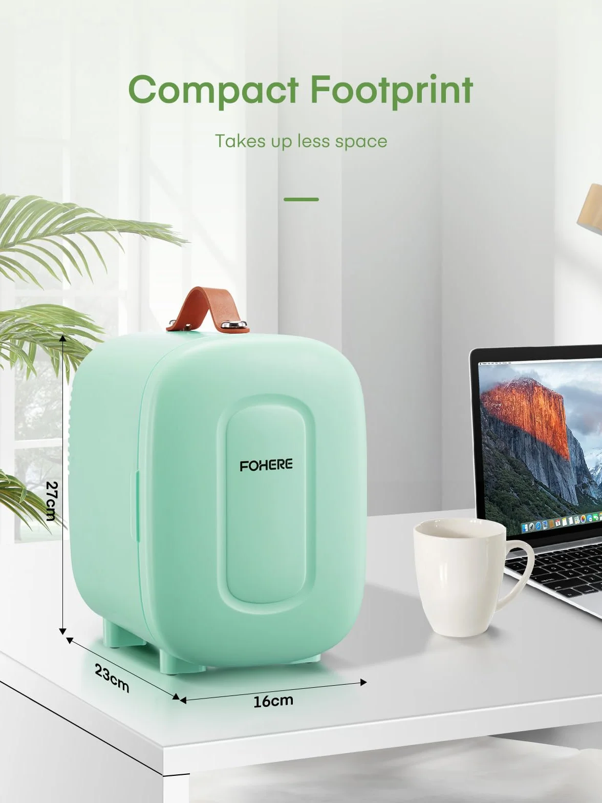FOHERE Mini Nevera 5 Litros 6 Latas CA+CC Silencioso Portátil Enfriar Calentar Verde