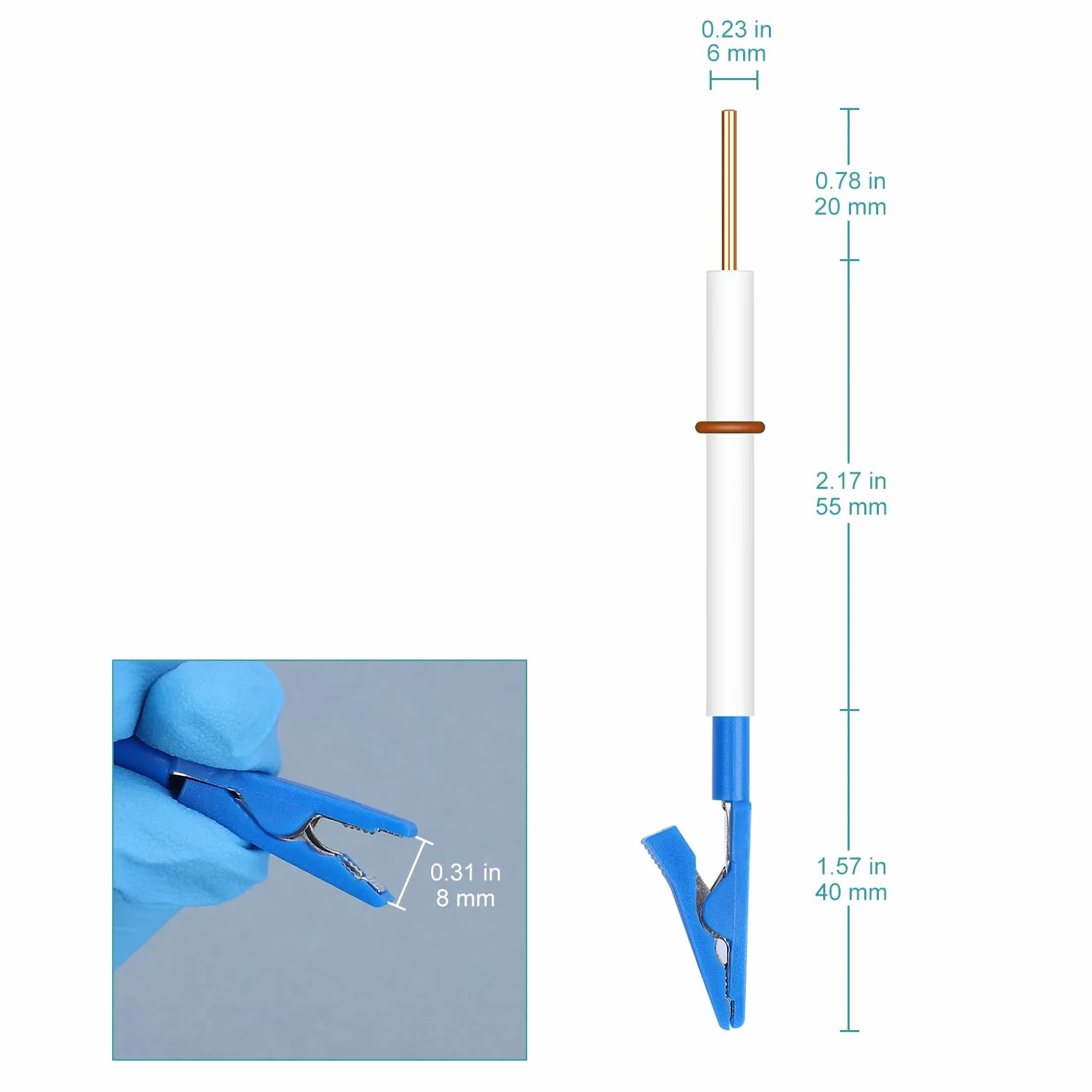 Stonylab Soporte de Electrodo Clip Multipropósito con Manga Protectora de Plástico y Cuerpo de PTFE para Celda Electrolítica