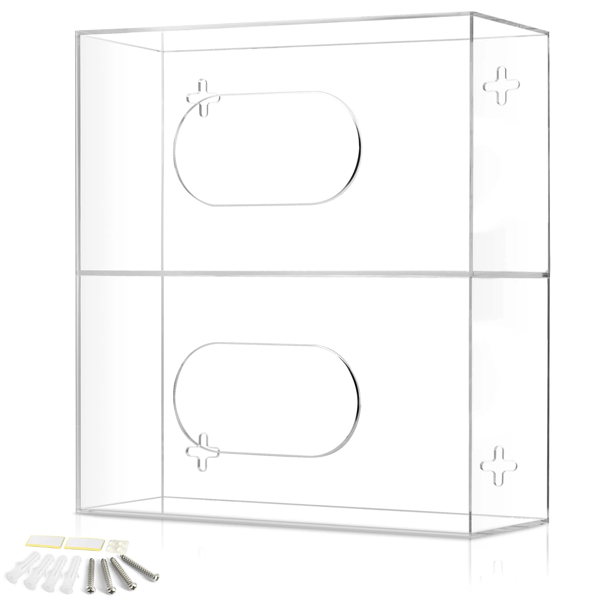 Soporte doble para guantera, dispensador de guantes de montaje en pared, soporte desechable para guantes médicos, soporte multiusos para guantes de cocina, incluye accesorios para colgar