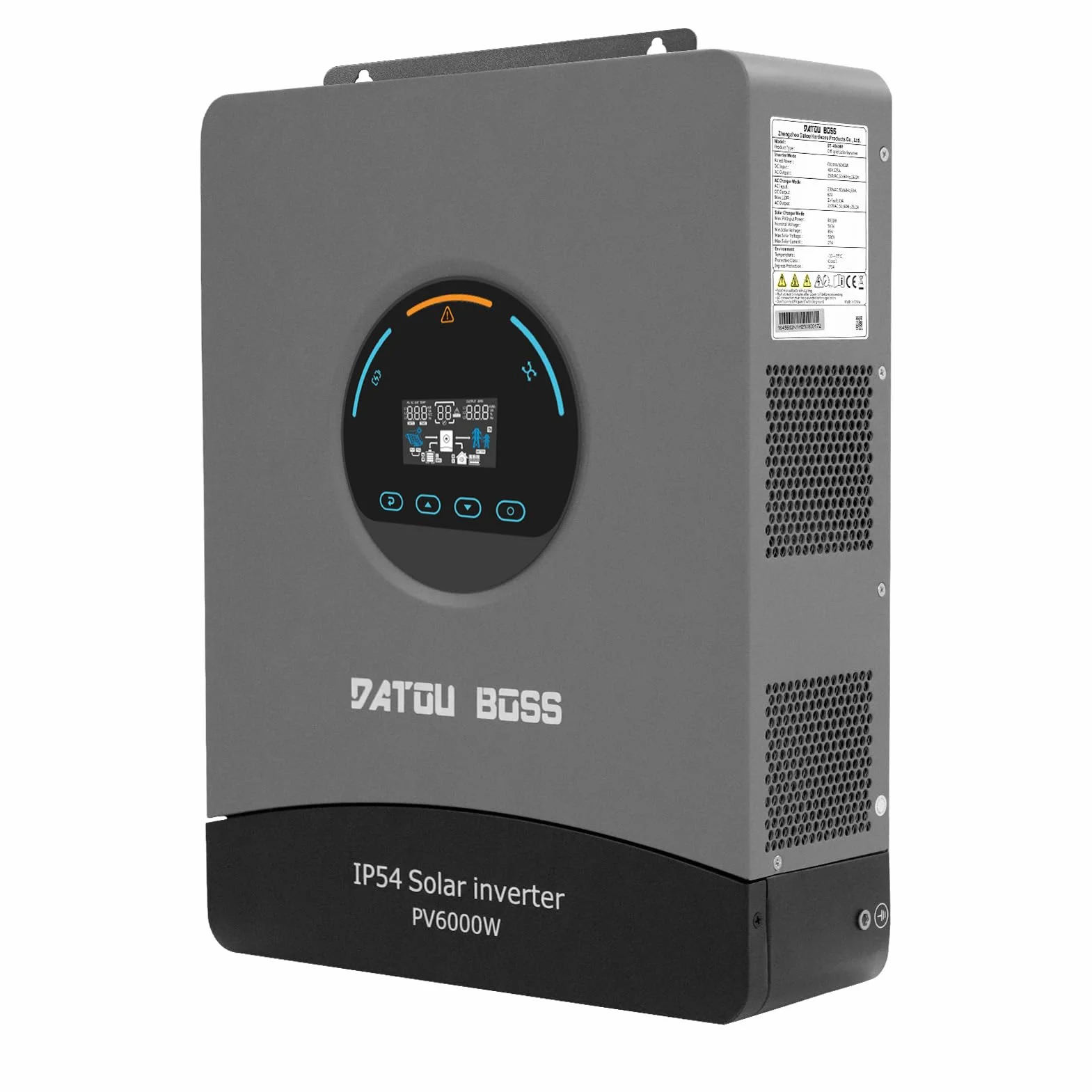 DATOUBOSS Inversor Solar Híbrido 48V 6000W Onda Sinusoidal Pura, Regulador MPPT Integrado 120A, Protección contra Rayos y Agua, Arranque sin Batería, para Sistema Solar Fuera de la Red (48V 6000W)