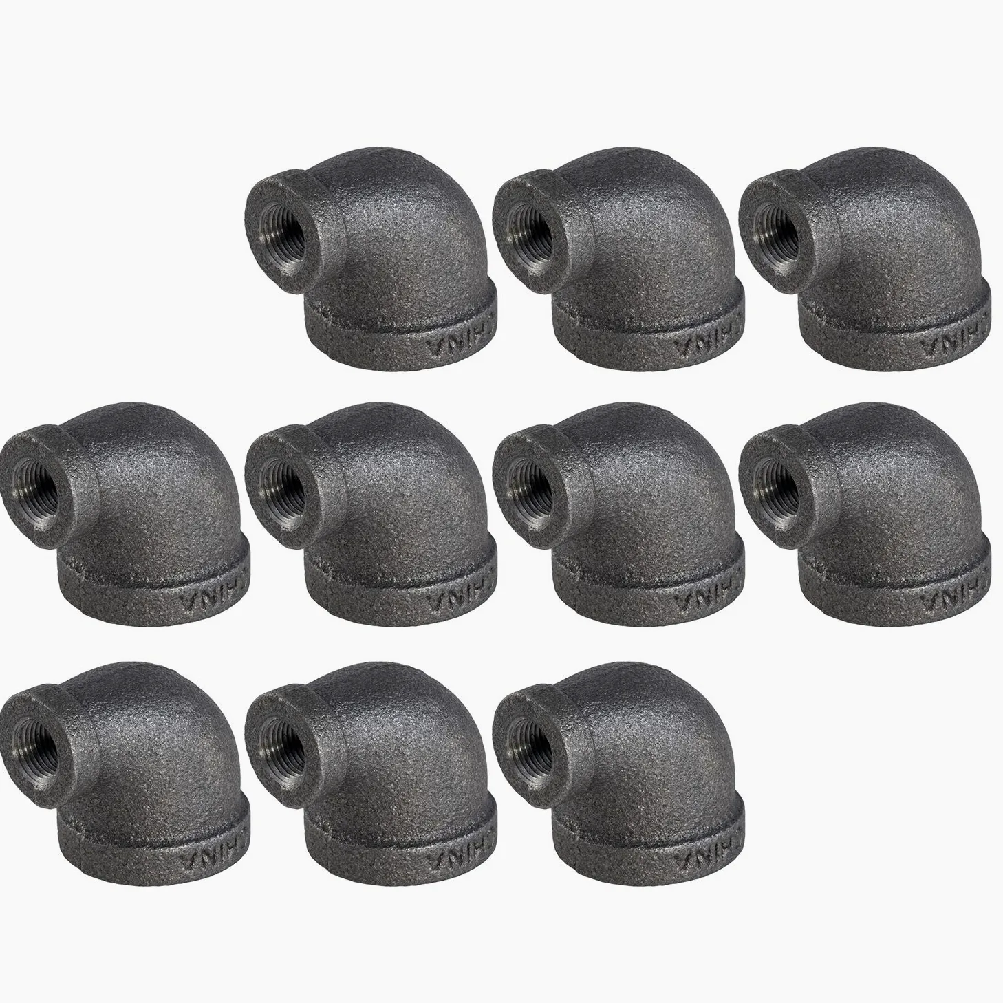 Supply Giant BMRL1141-10, codo reductor de 90 grados de 1-1/4 x 3/4 pulgadas, accesorio de tubería roscada de hierro maleable, negro (paquete de 10)