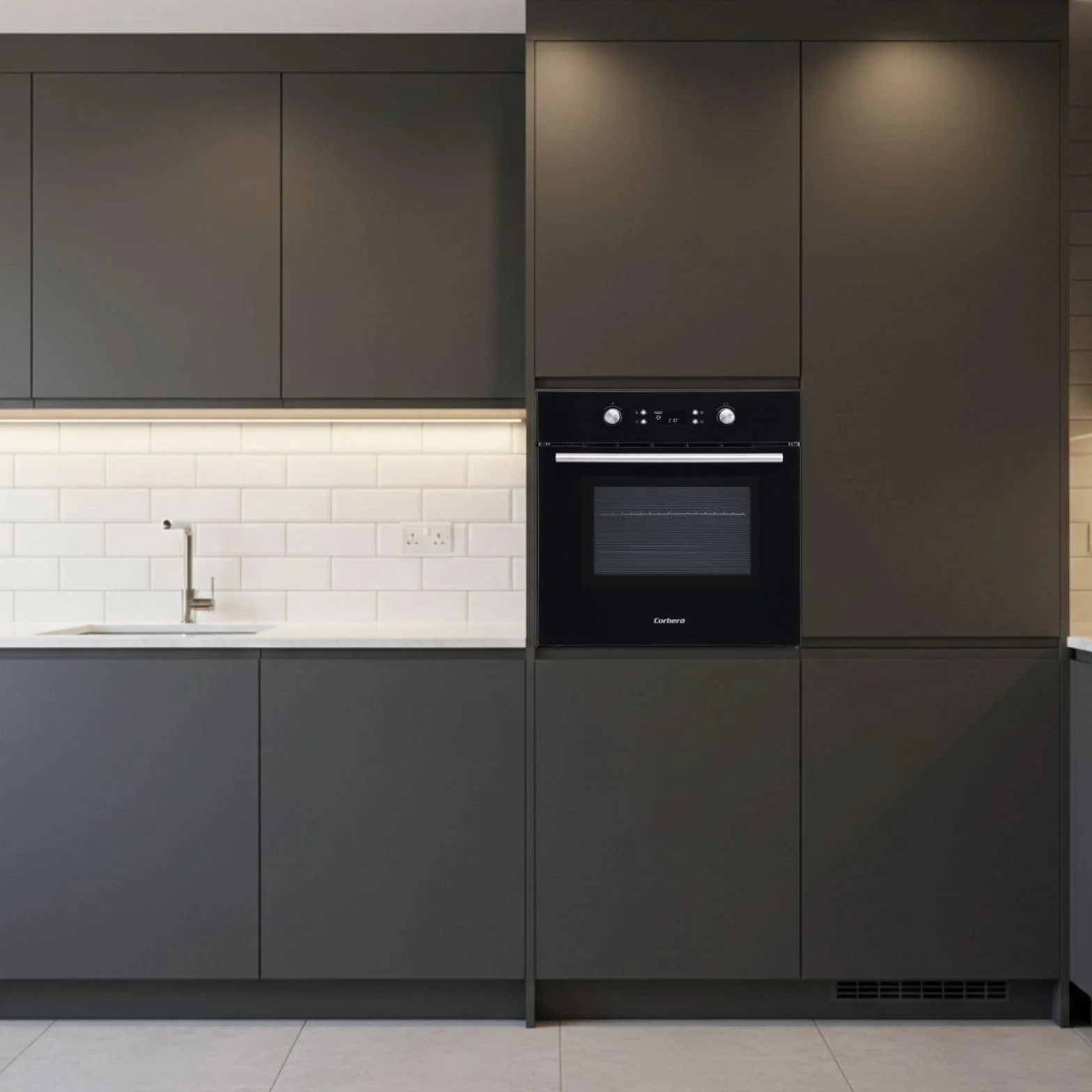 Corberó Horno Pirolítico Multifunción 65L 3200W 8 Programas Cristal Negro