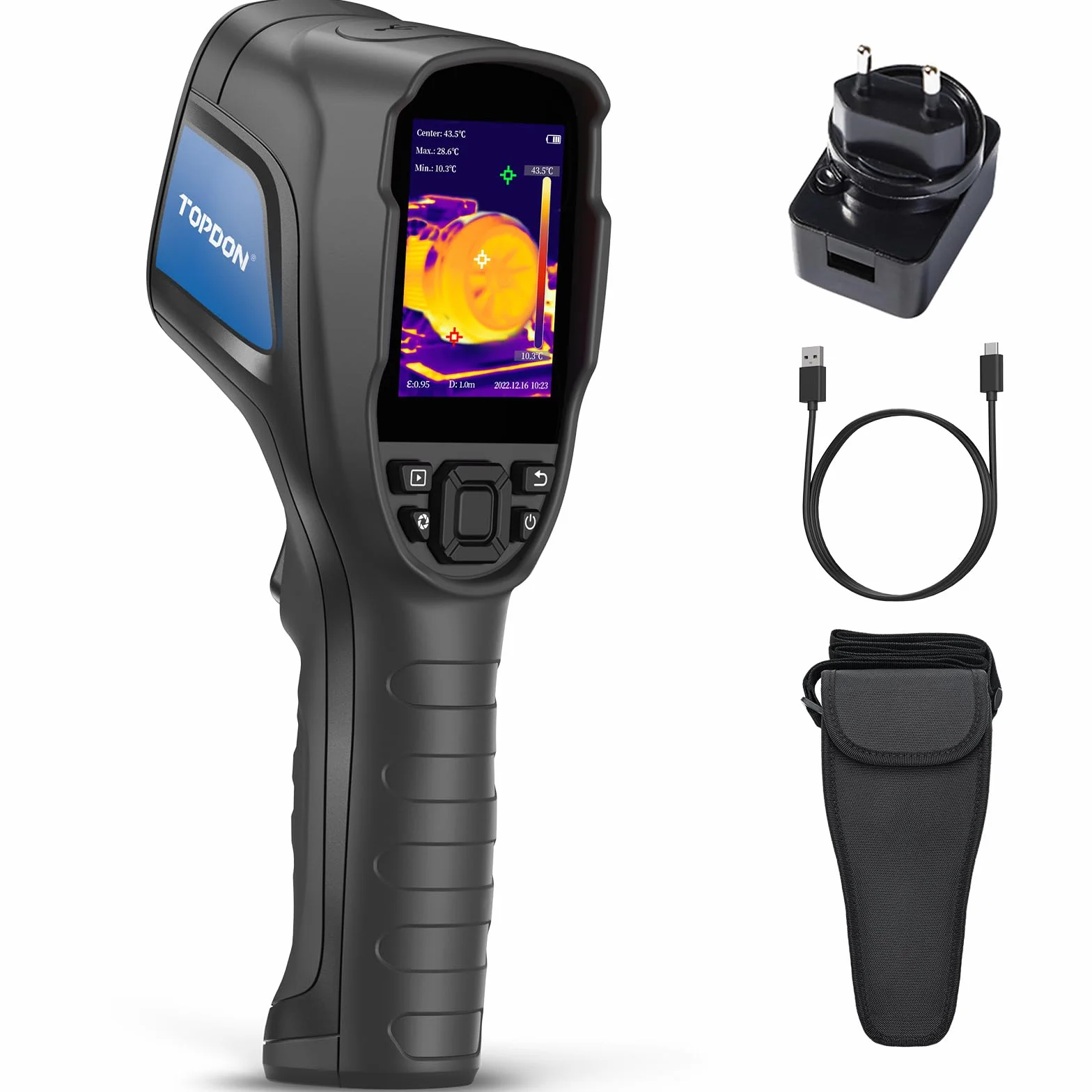 TOPDON TC004 Lite Camara Termica, Cámara Termográfica portátil con resolución IR de 240x180, Duración de Batería de 15 Horas y Zoom de Imagen 2X/4X, Rango de temperatura de –20 ℃ a +550 ℃