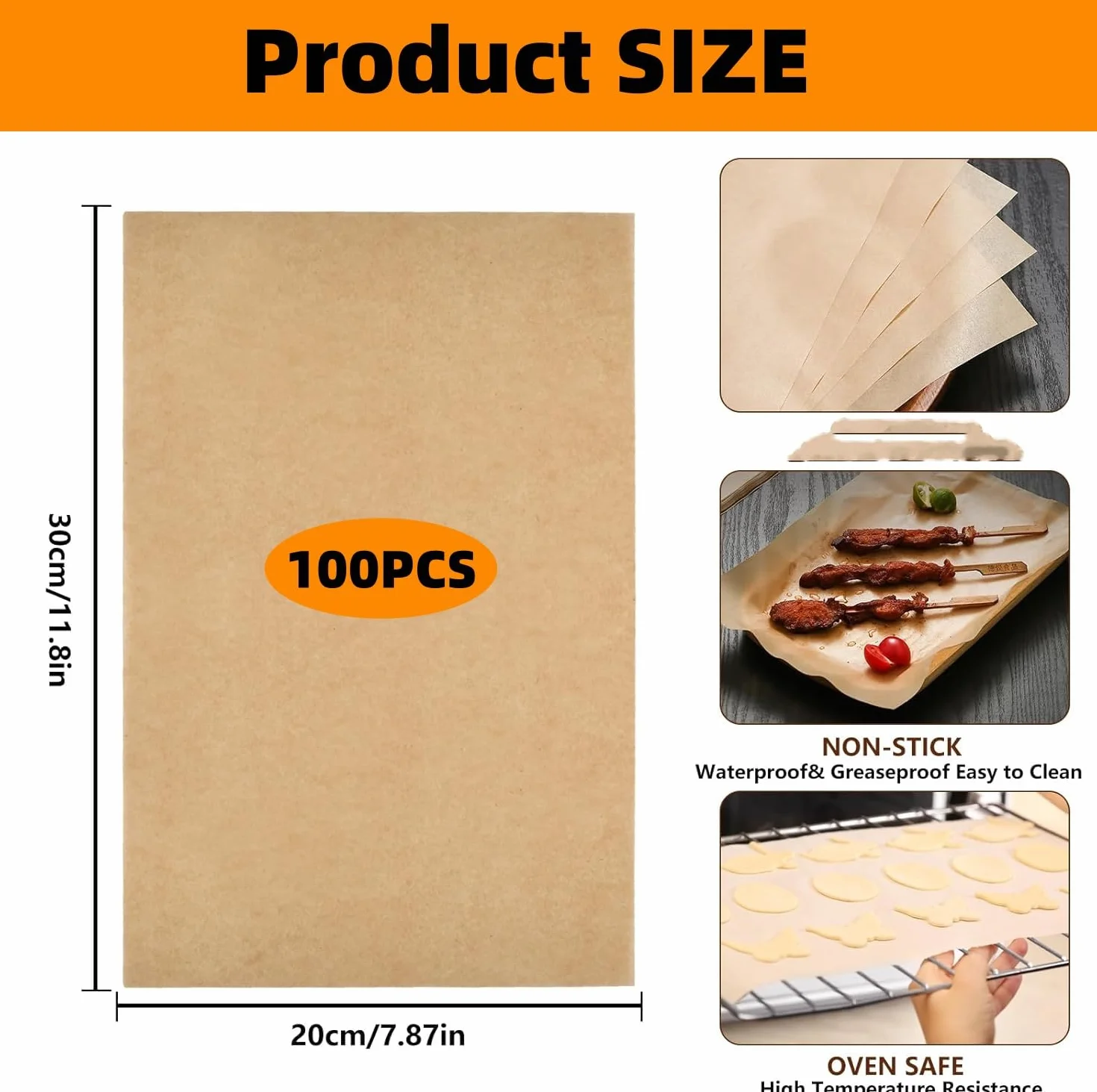 Papel antiadherente calidad alimentaria 30x20cm para envolver hamburguesas