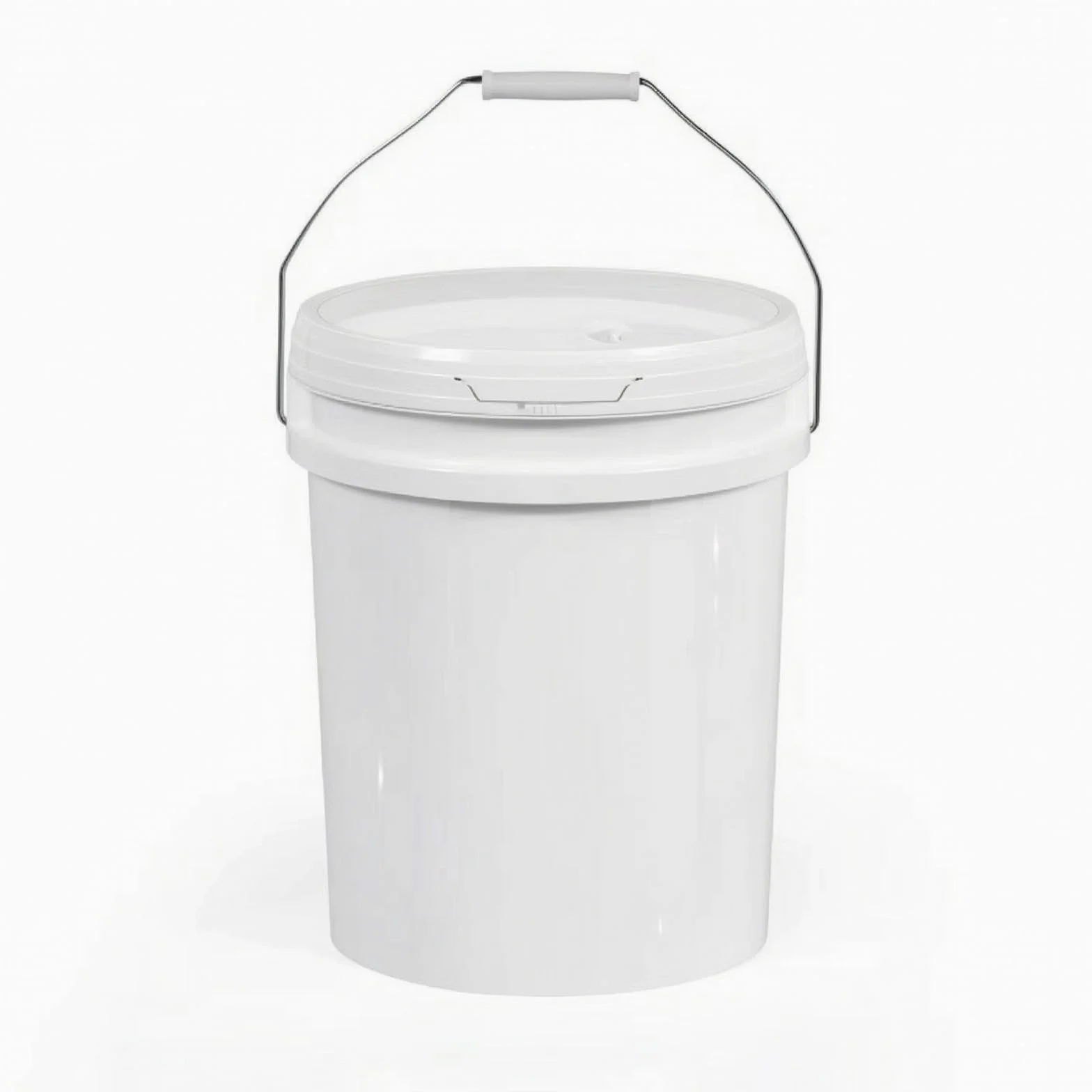 Cubo Industrial de Almacenamiento con, Blanco, 20L Modelo A con Boquilla, Tapa A Presión Engrosada