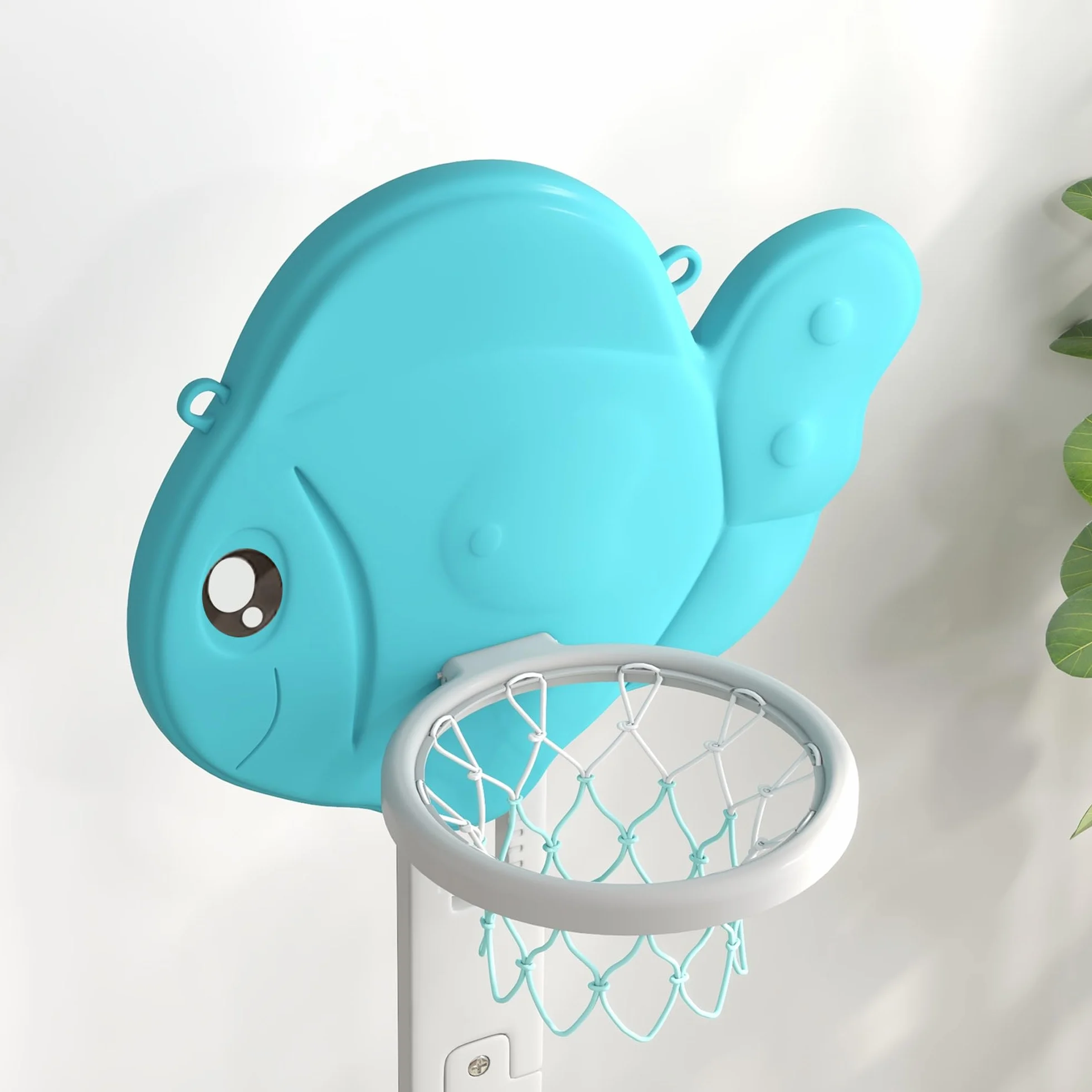 AIYAPLAY Canasta de Baloncesto Infantil 5 en 1 Altura Ajustable con Temática de Pez Dorado Multicolor