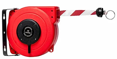 Rollo de barrera de seguridad (18 m) – Correa de alto rendimiento (rojo/blanco), retráctil, con correa