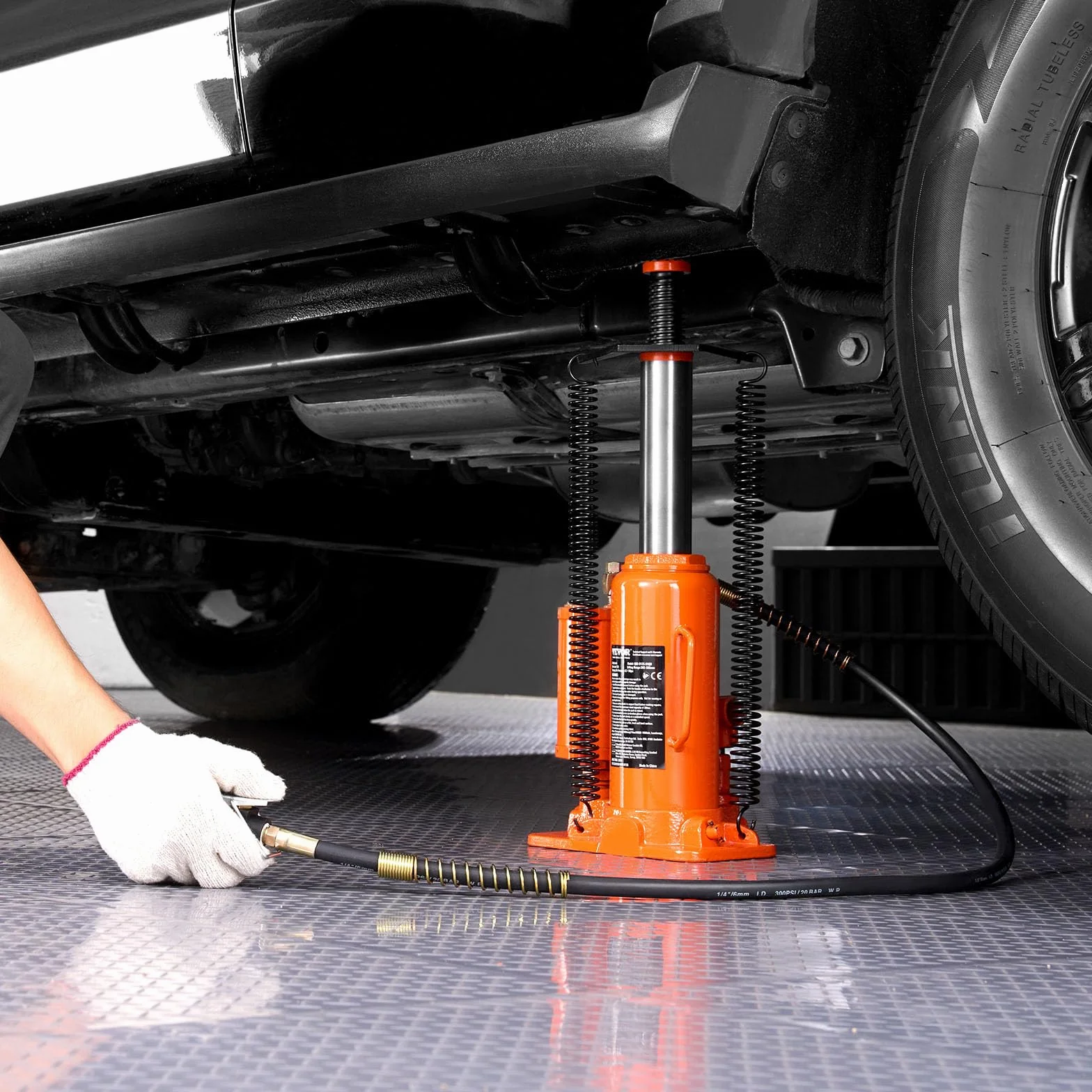 VEVOR Gato Hidráulico Neumático de Botella 12 T 265-505 mm Naranja