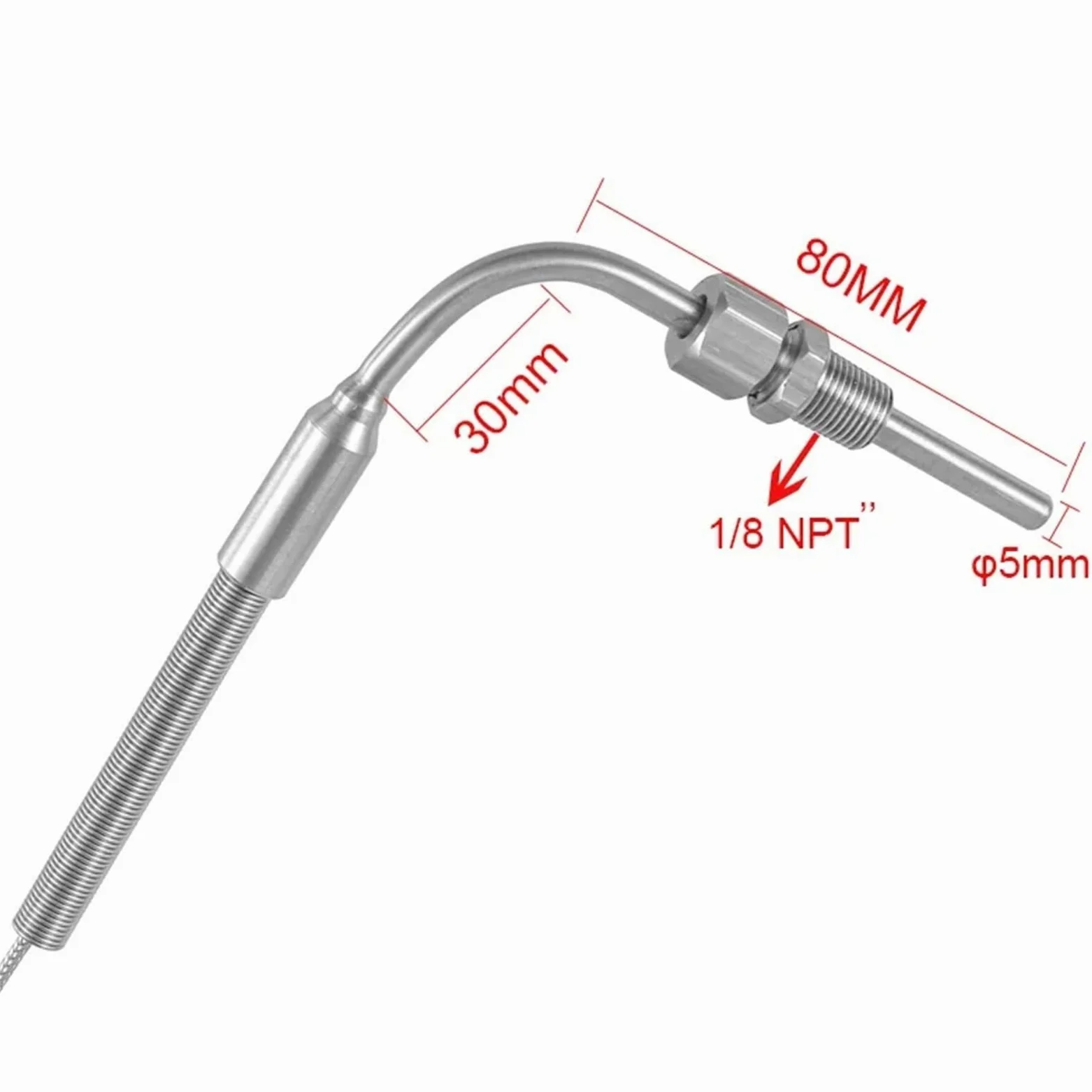 Sonda móvil de acero inoxidable tipo K con sensor de temperatura termopar 1M/2M/3M/4M/5M Cable para controlador de temperatura (cable 4M)