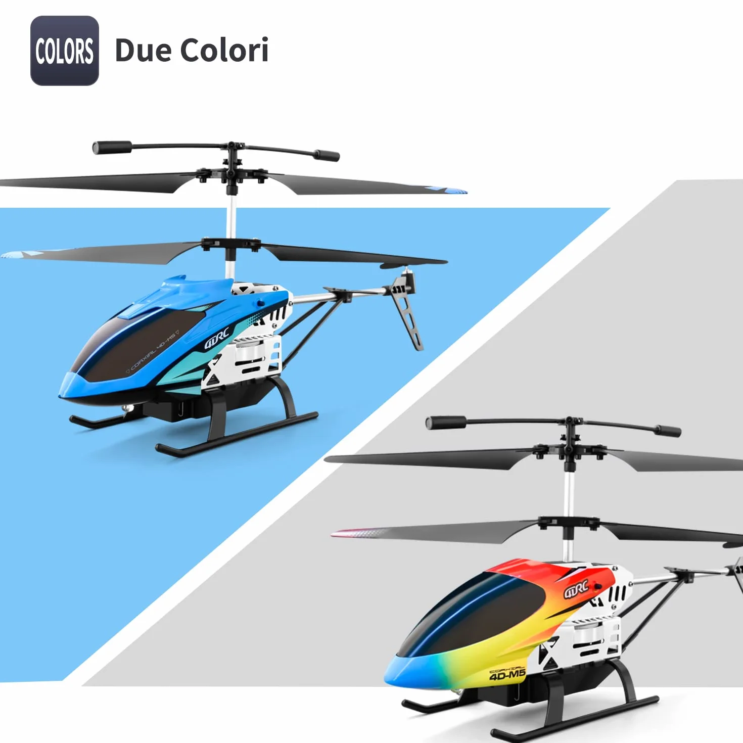 4DRC M5 Helicóptero Teledirigido Interior, Mini Helicóptero Juguete 3,5 Canales LED, 2 Baterías