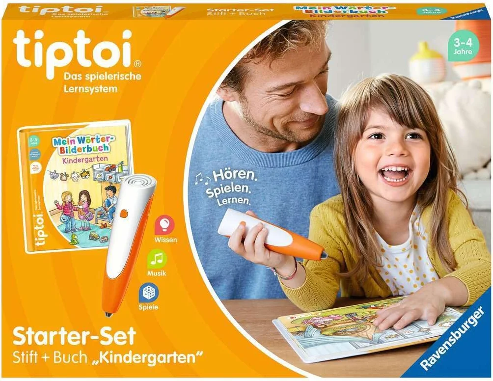 Ravensburger tiptoi 00113 Set de Inicio: Libro Ilustrado con Bolígrafo y Palabras, Sistema de Aprendizaje Infantil para niños de 3 años