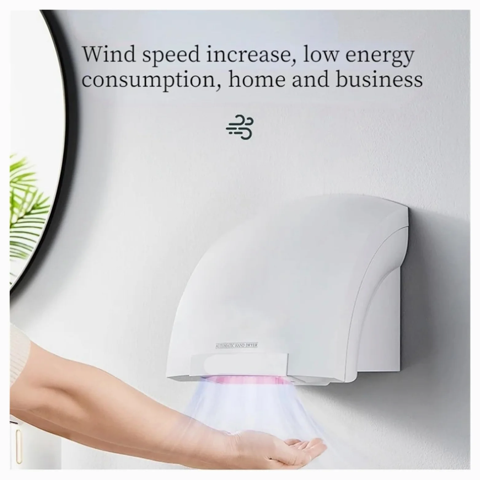 Para cocina, baño y aseo Secador de manos automático, pared de inducción inteligente, Sensor de alta velocidad, máquina de secado de manos por soplado de baja potencia, inodoro doméstico comercial(Hot