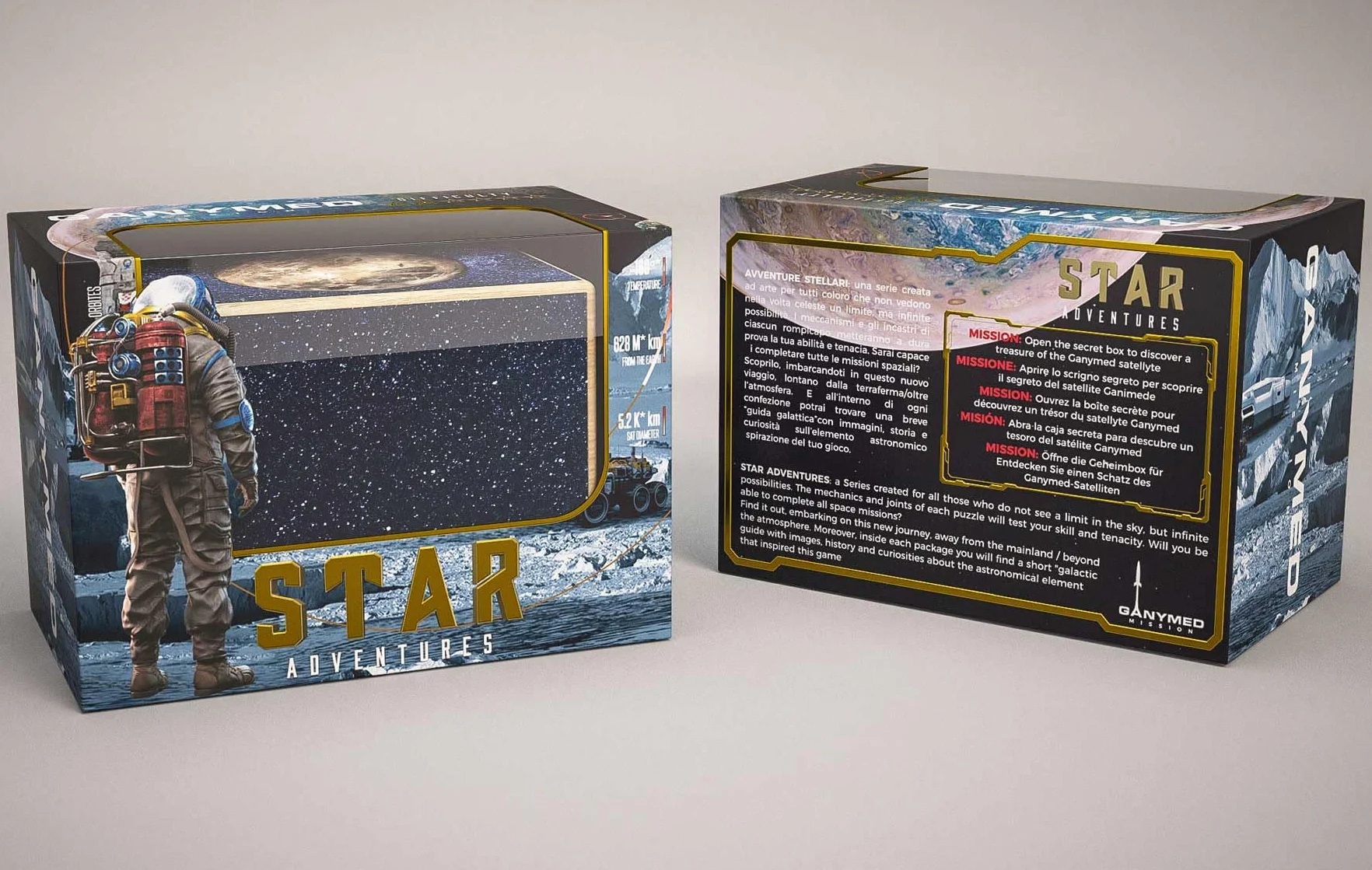 Logica Juegos Ganimedes Rompecabezas de Madera Caja Secreta 5 Pasos Dificultad 2/6 Medio Serie Star Adventures