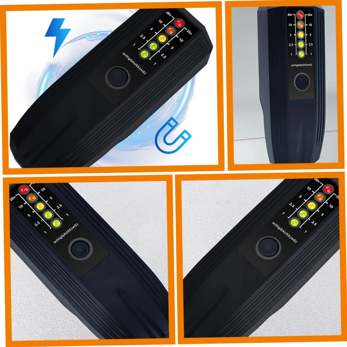 SOLUSTRE 4piezas Detector De Radiación Electromagnética Profesional Medidor De Campo Magnético Digital Portátil Para Investigación y Detección De Emf Muebles Antigüedades y