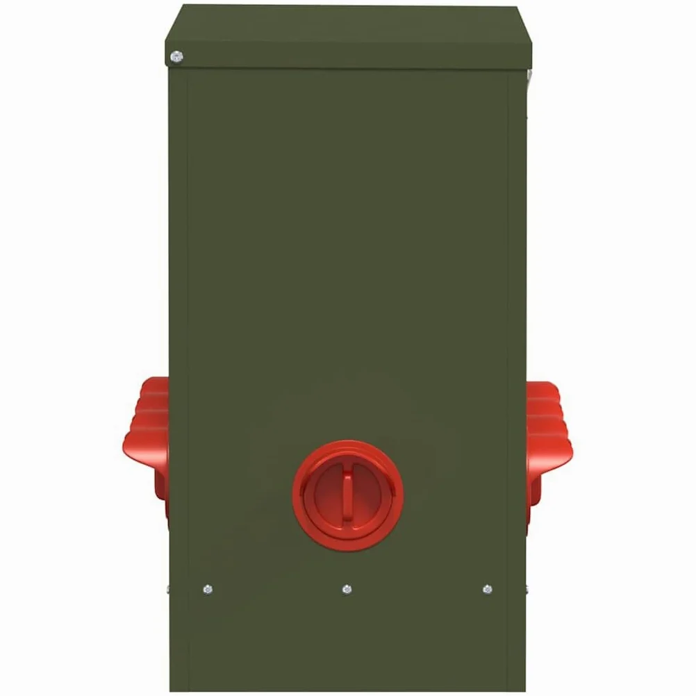 Comedero para gallinas de acero verde oliva 60,5 x 29 x 51 cm, diseño moderno para exterior e interior, fácil acceso a la comida con gran espacio de almacenamiento, resistente a los