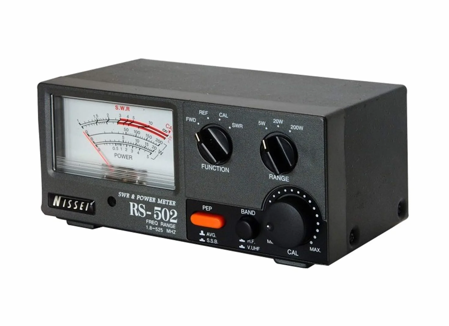 NISSEI RS-502 Medidor de ROE y Vatímetro Analógico de Aguja Cruzada - Doble Banda HF/VHF/UHF (1.8-525 MHz), Hasta 200W y Lectura de Picos (SSB)