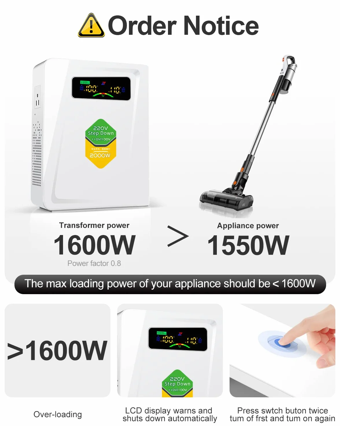 ZHENGXI ELECTRIC 2000W Transformador 220v a 110v,Step Down Convertidor de Voltaje 220 a 110v
