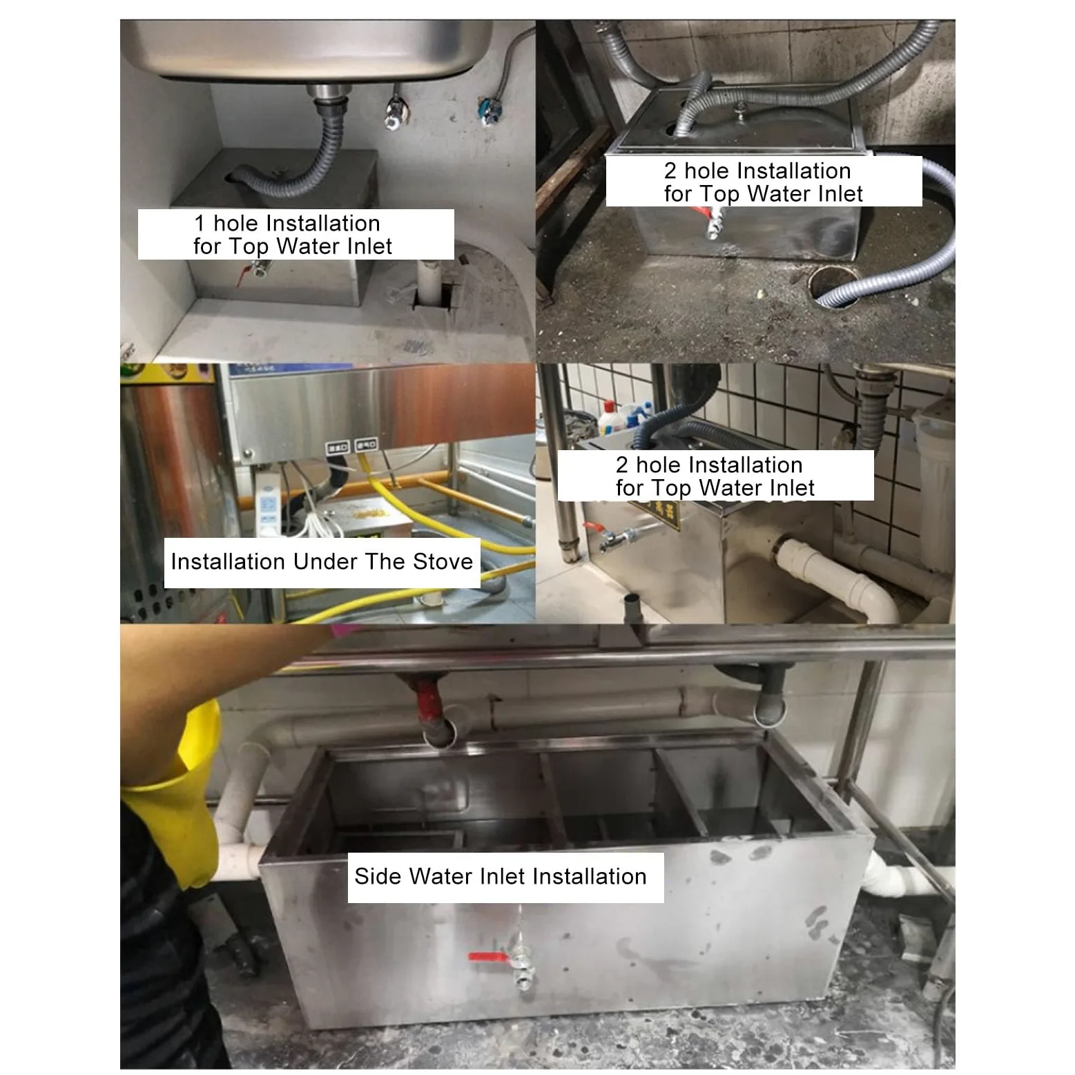 GOWENIC Trampa Grasa Acero Inoxidable 400x250x230mm |Interceptor Comercial para Separador de Aceite de Aguas Residuales de Cocina
