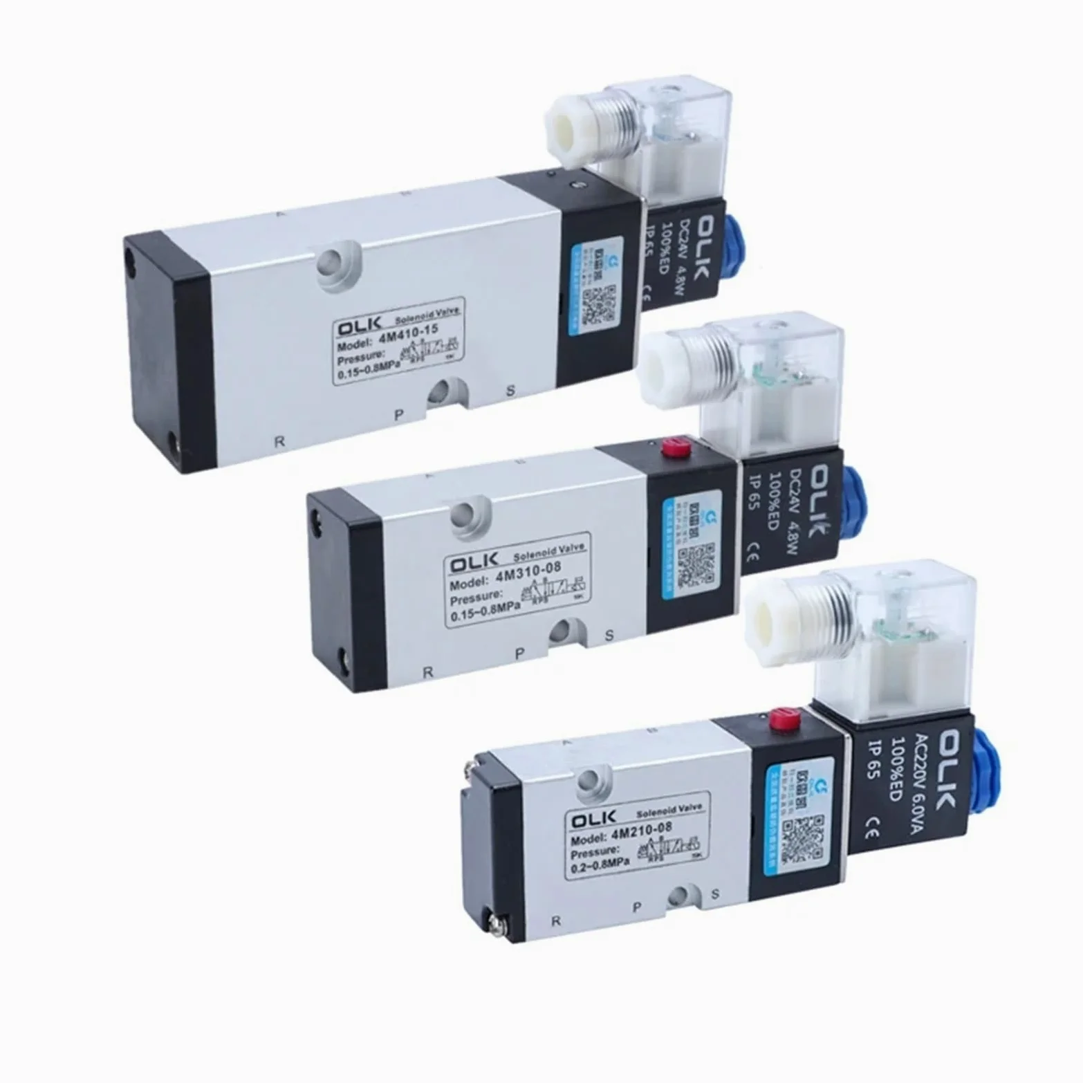 4M210-08 4M310-08 4M410-10 Válvula solenoide eléctrica neumática de Cinco vías, 2 Posiciones, 3 Puertos, Control de válvula de Aire electromagnética.(4m210-08 Pc10-02,AC24V)