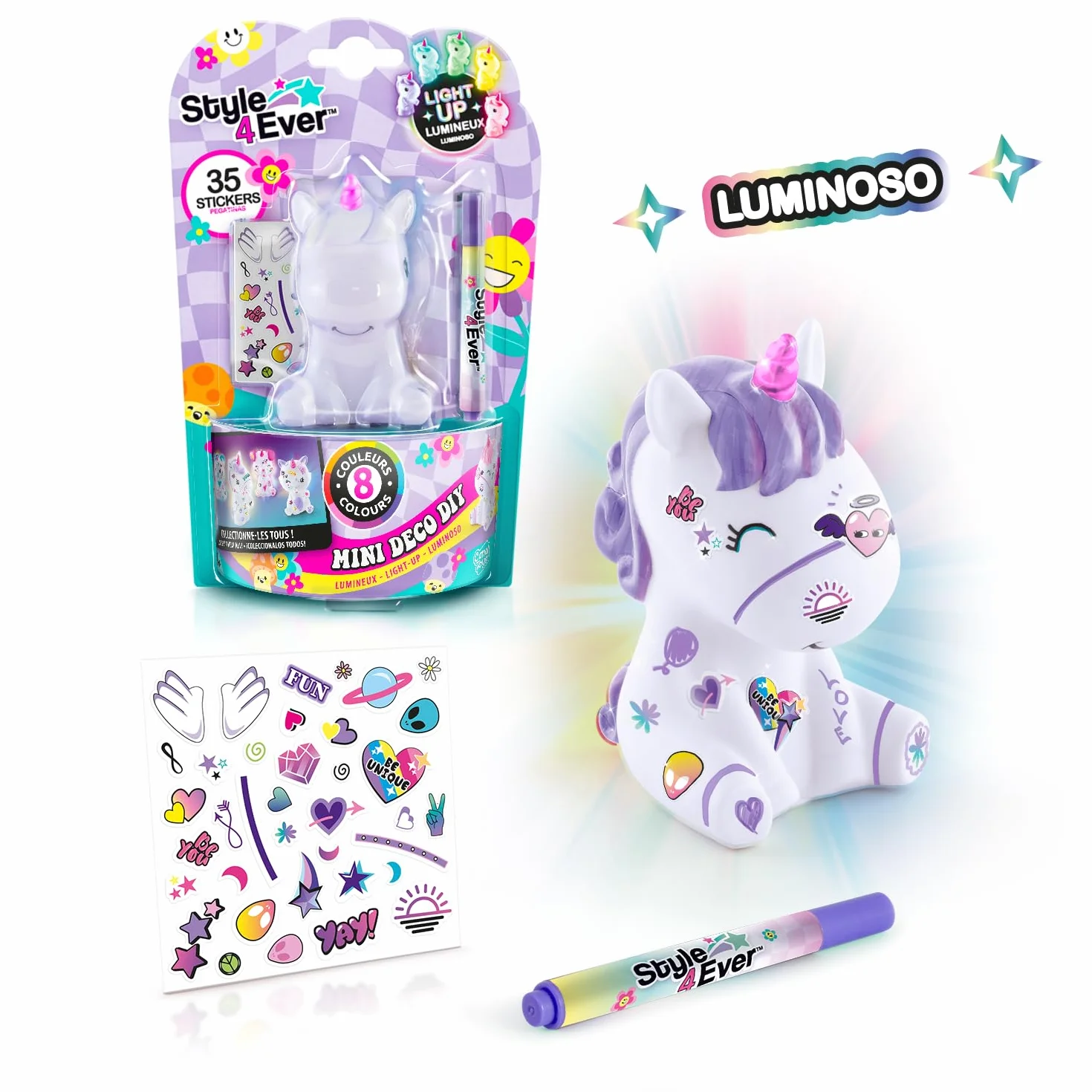 Canal Toys Style 4Ever Mini Deco DIY con Luz LED Surtido Rotulador Pegatinas