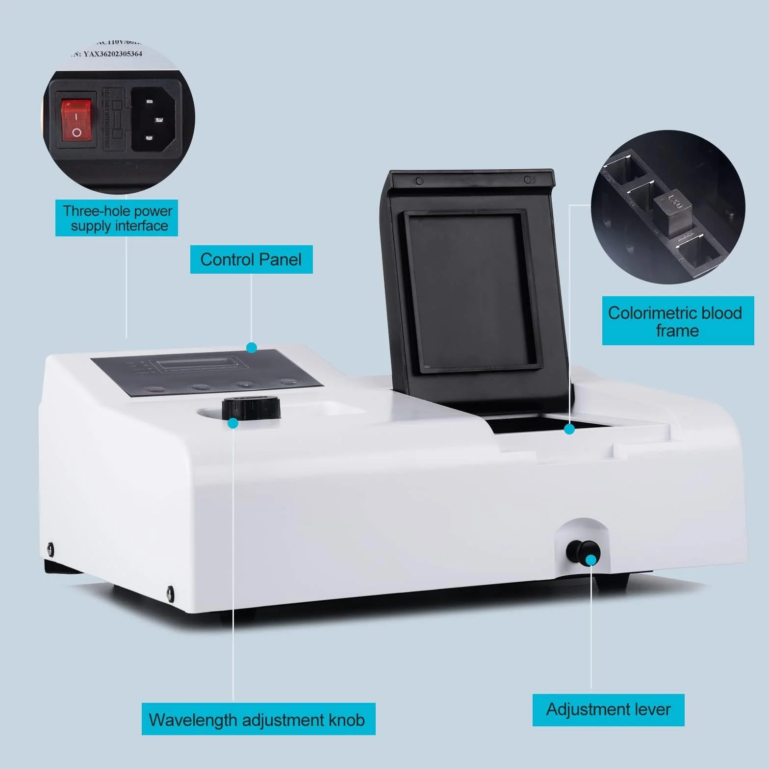 Espectrofotómetro Portátil 721 LDC Digital Lab 350-1020 nm 6 nm Lámpara de Tungsteno