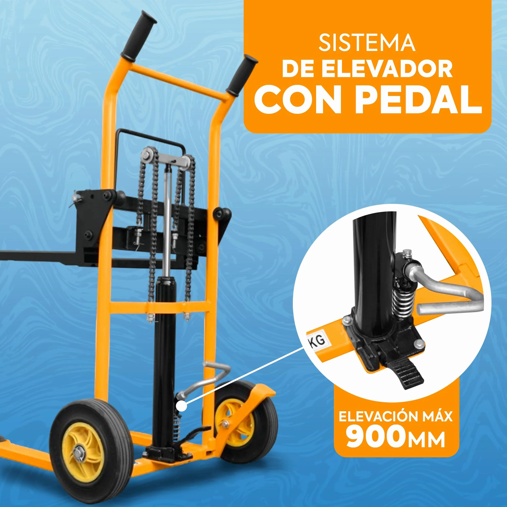 Mini Apilador Manual 200 Kg Amarillo (SDJL200) | Elevación 900 mm |