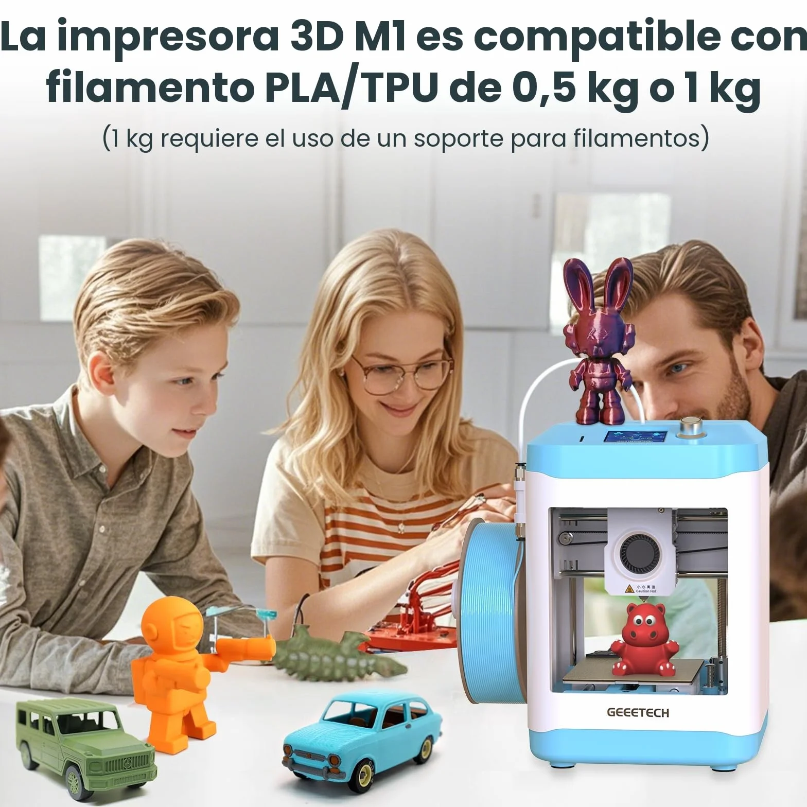 GIANTARM Impresora 3D Geeetech M1, Mini impresora 3D niveladora automática para principiantes, extrusora de accionamiento directo,velocidad de impresión 250 mm/s,tamaño de impresión 100 x 110 x 100 mm