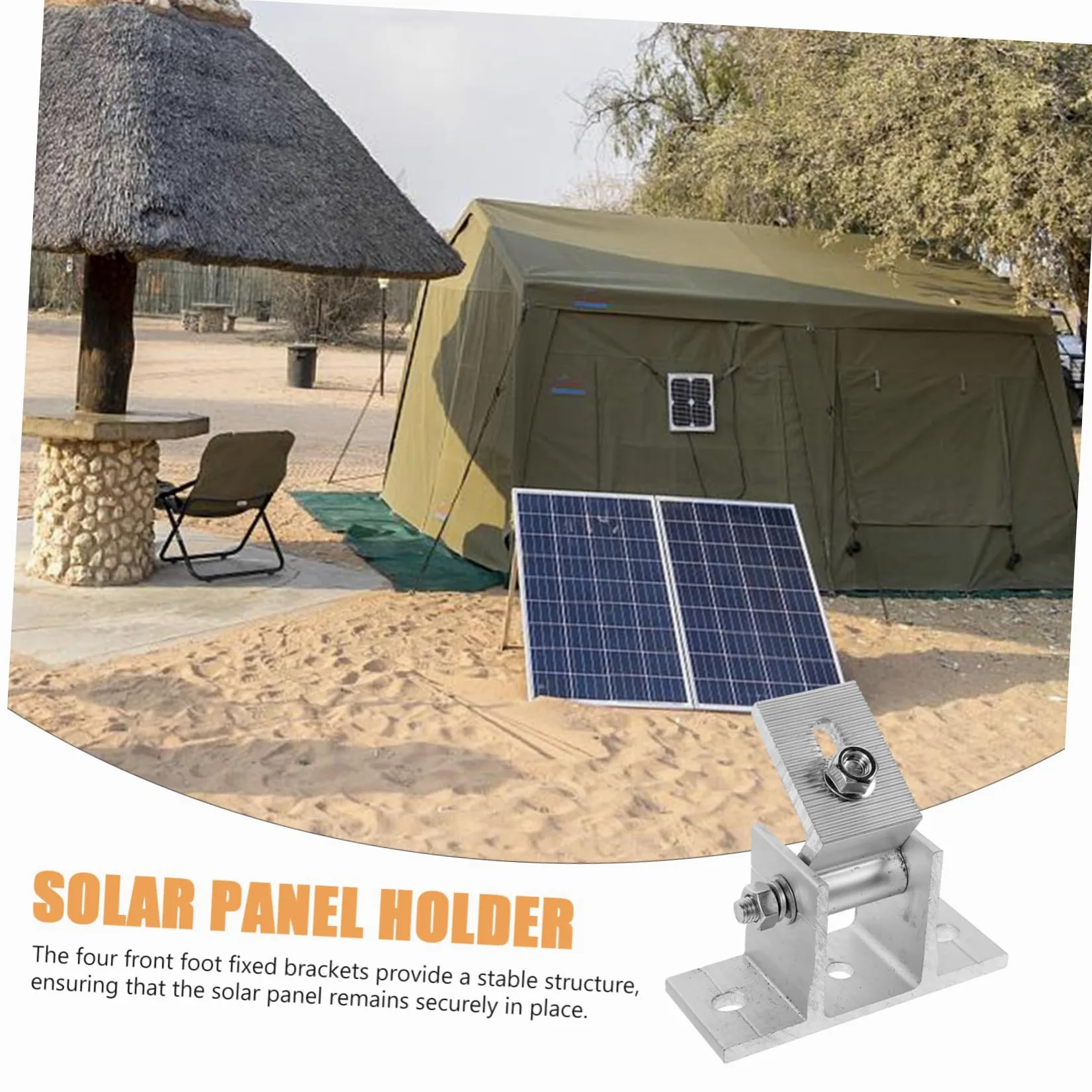 Sewroro Soporte para Panel Solar 4 Piezas Almohadillas de Goma de Aleación de Aluminio Ajustable Estructura Estable y Tornillos para Montaje en Exteriores