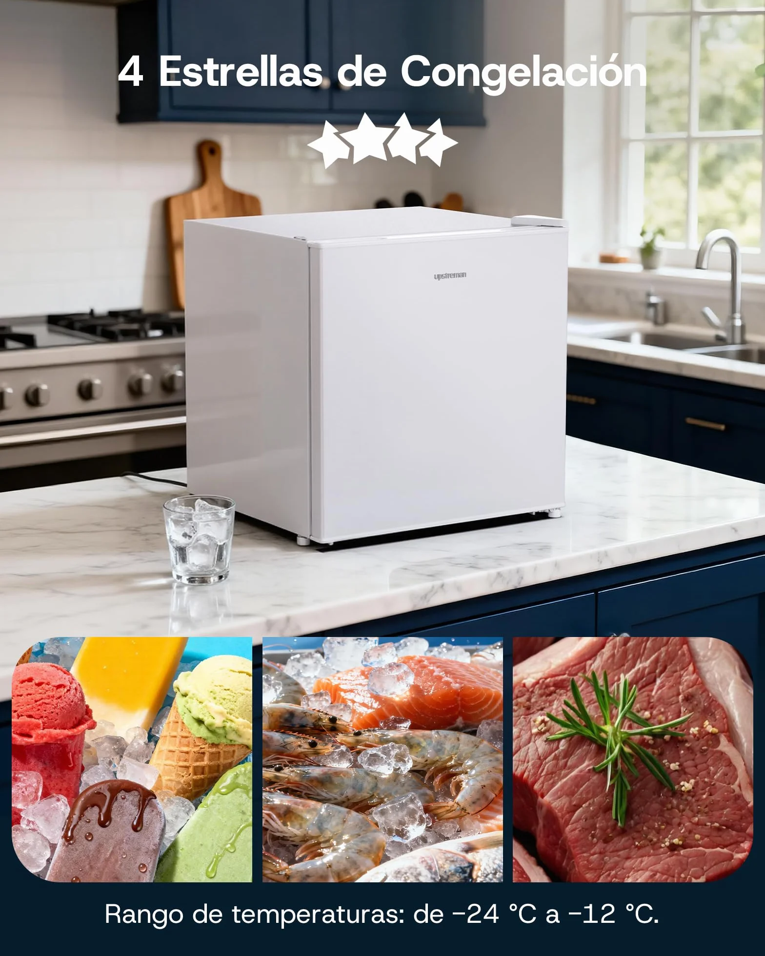 Upstreman Congelador Vertical 35L 4 Estrellas -24℃ UF35 Blanco
