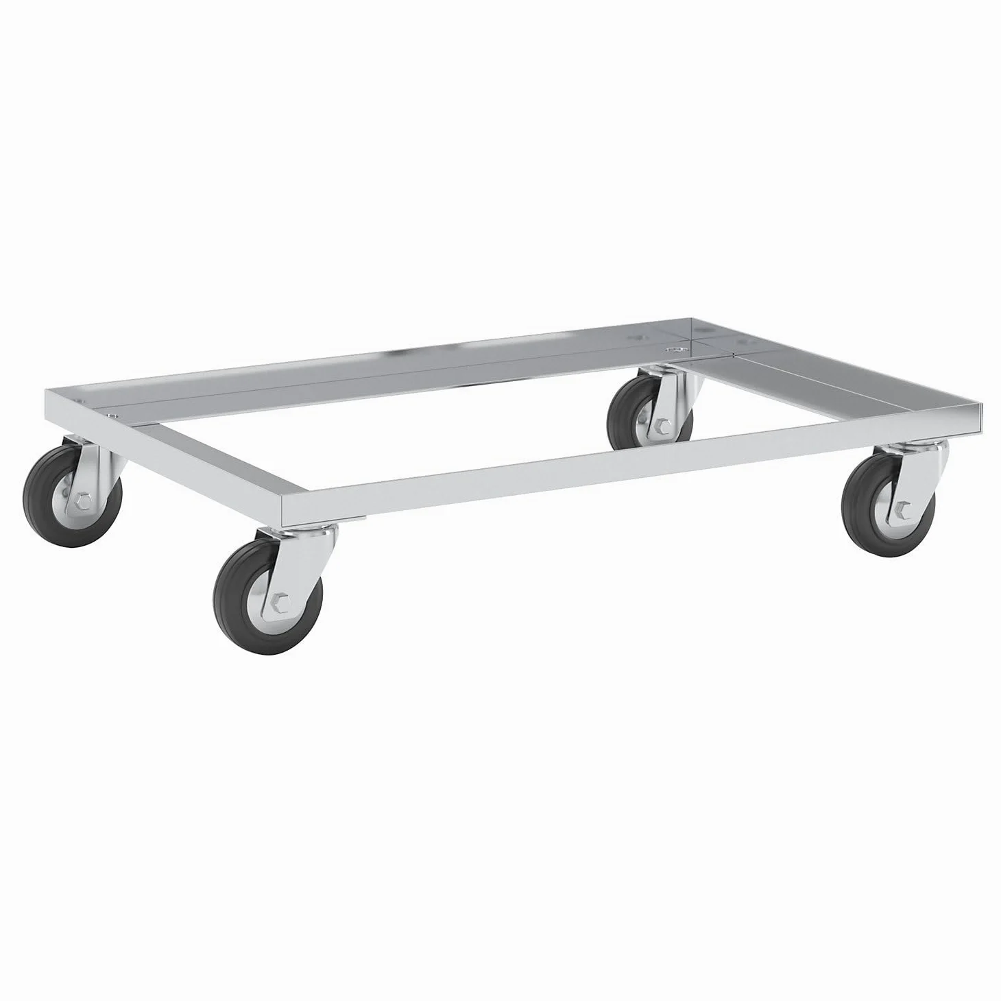 Bastidor rodante de aluminio, carga máx. 200 kg, con protección contra hilos, ruedas de polipropileno, negro. | Capacidad de carga de 200 kg, con protector de hilo, ruedas de polipropileno, color negro