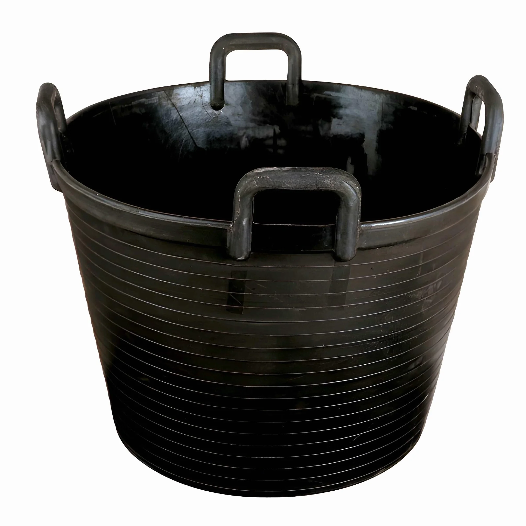 Bricoloco Capazo Espuerta de goma caucho con 4 Asas – Obra, jardín, reciclaje, ganadería - Altura 410 mm y Boca de 580 mm – Capacidad 85 litros (1)