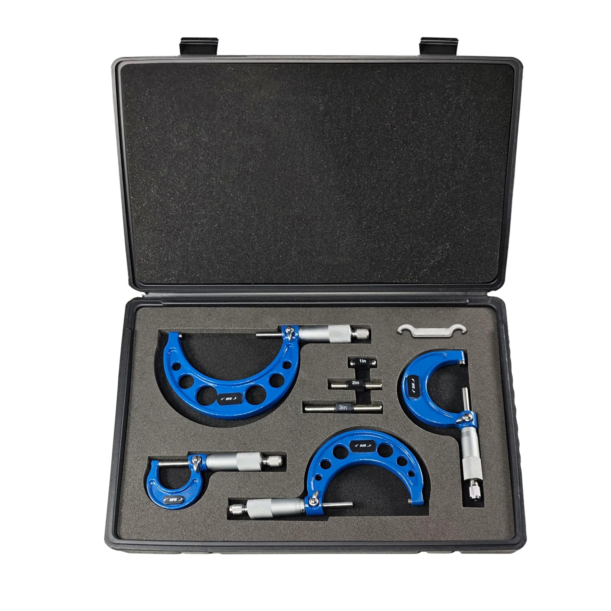 HFS (R) Estuche 0-6 x 0.0001" 4 piezas Premium para micrómetro exterior conjunto de marco de metal sólido punta de carburo