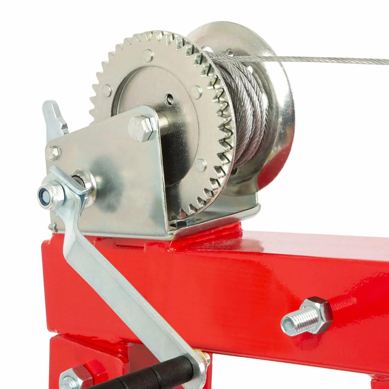 EBERTH Grúa pick-up 450 kg de capacidad de carga, cabrestante de cable, corona giratoria de 360°, base sólida para montaje en el suelo, plegable, grúa remolque con 1750 mm de altura de elevación