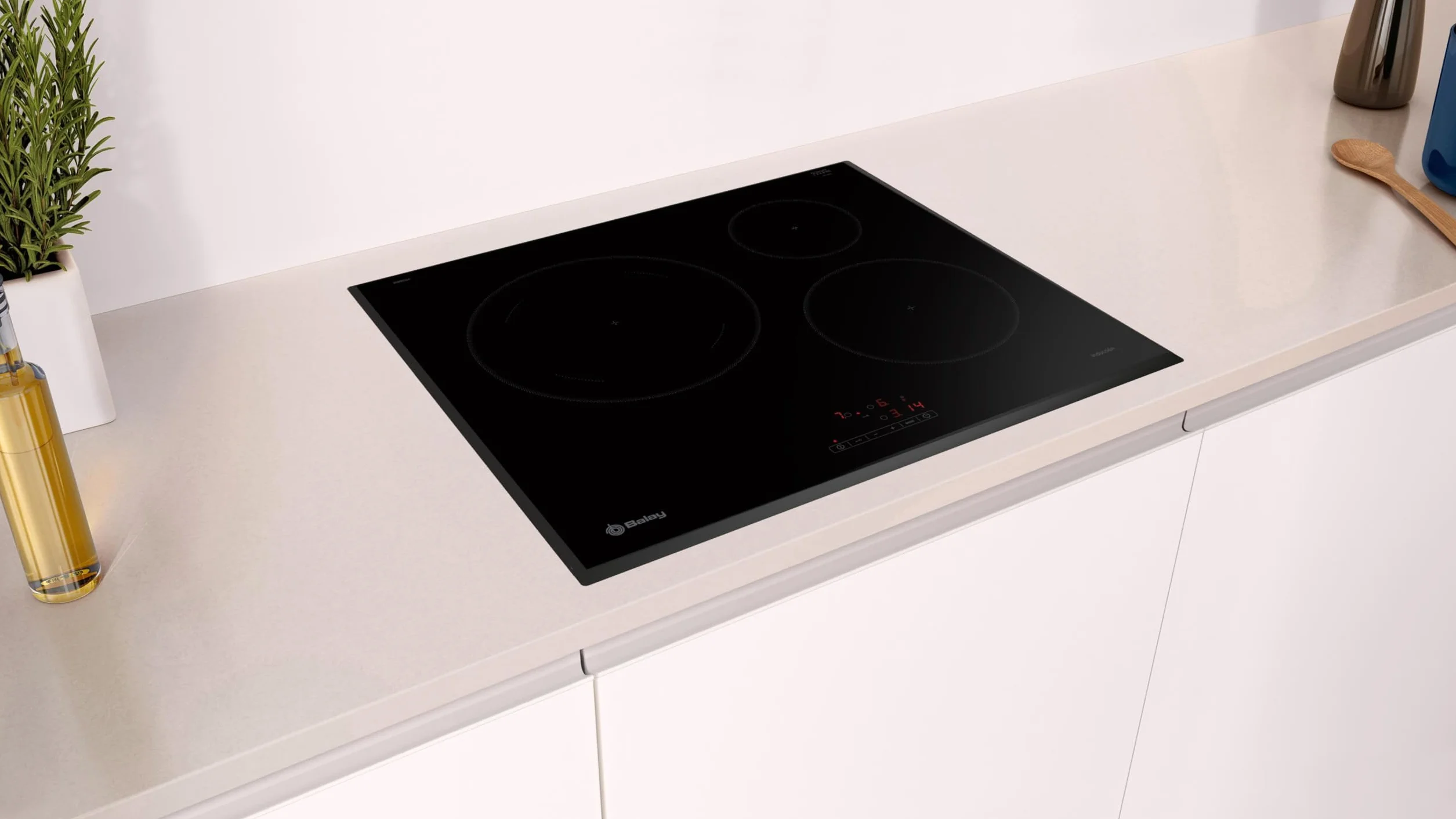 BALAY Placa de Inducción 60 cm 3 Fuegos Zona Gigante 28 cm Función Sprint Control Táctil Programable Negra 3EB965LR