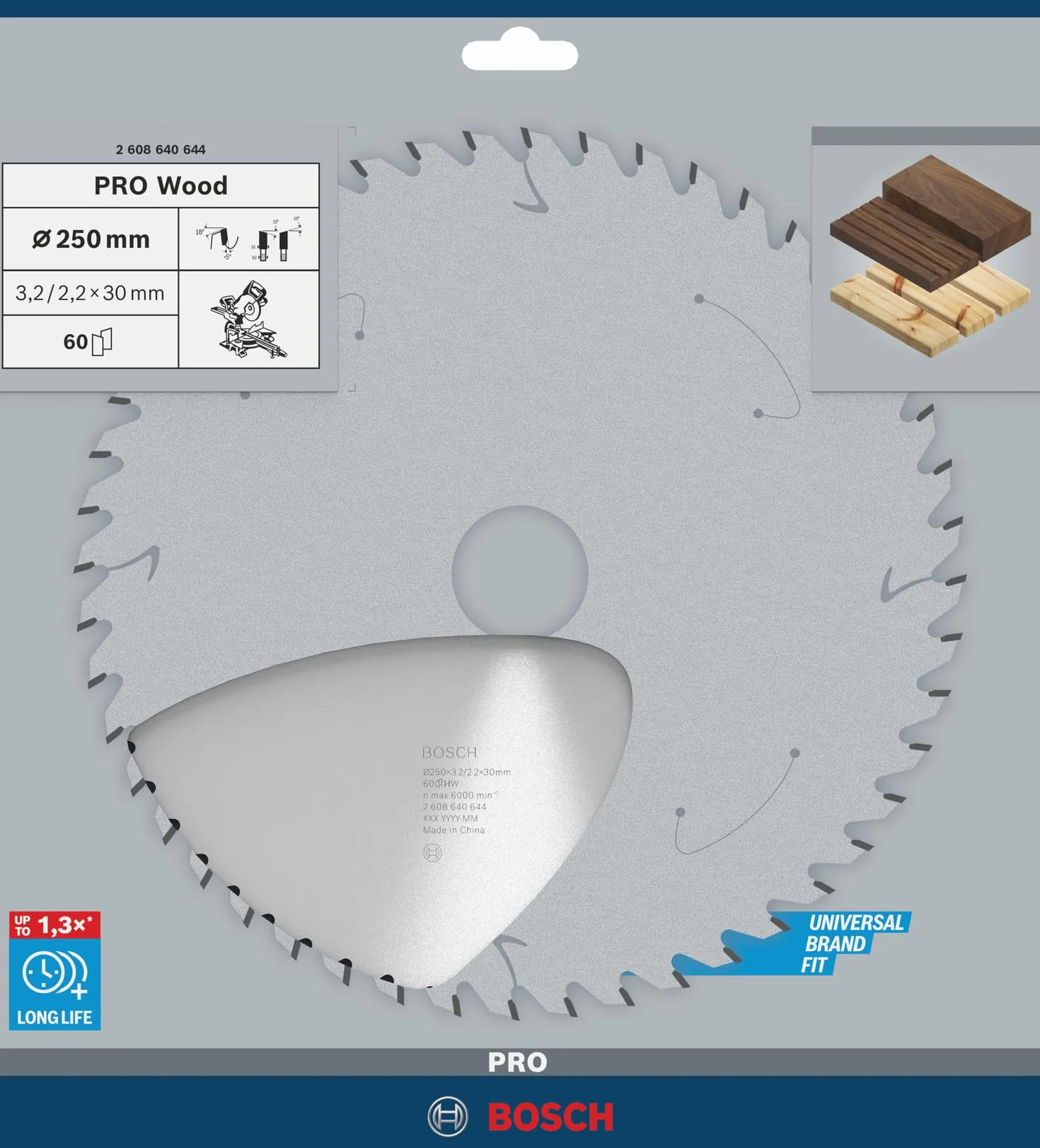 Bosch Hoja de sierra circular Optiline Wood 250 x 30 x 3,2 mm 60 dientes