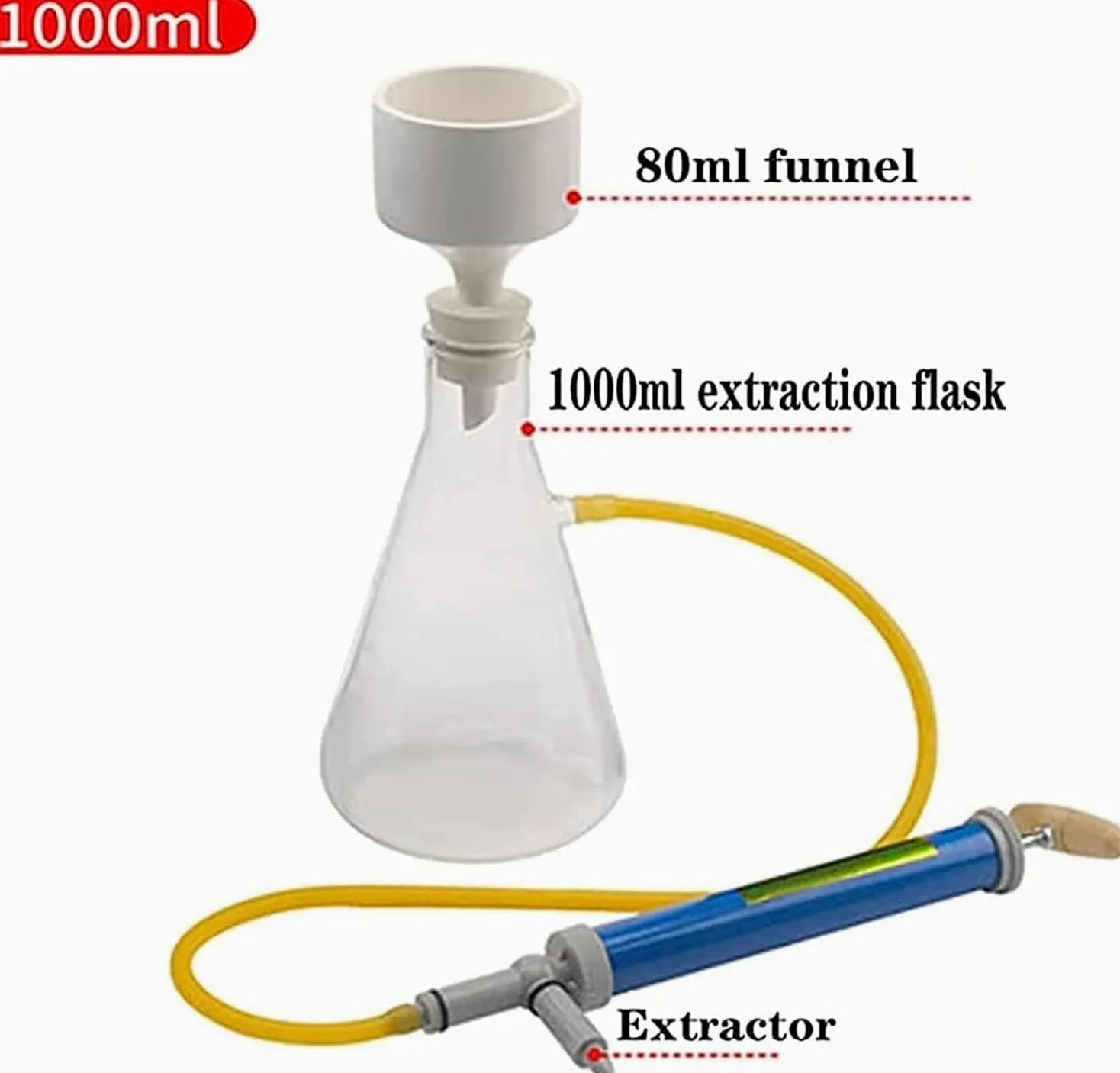 Aparato de filtración al vacío de laboratorio, bomba de mano, equipo de destilación al vacío con embudo y bomba, kit de filtro de succión de vidrio, kit de cristalería de laboratorio de química para