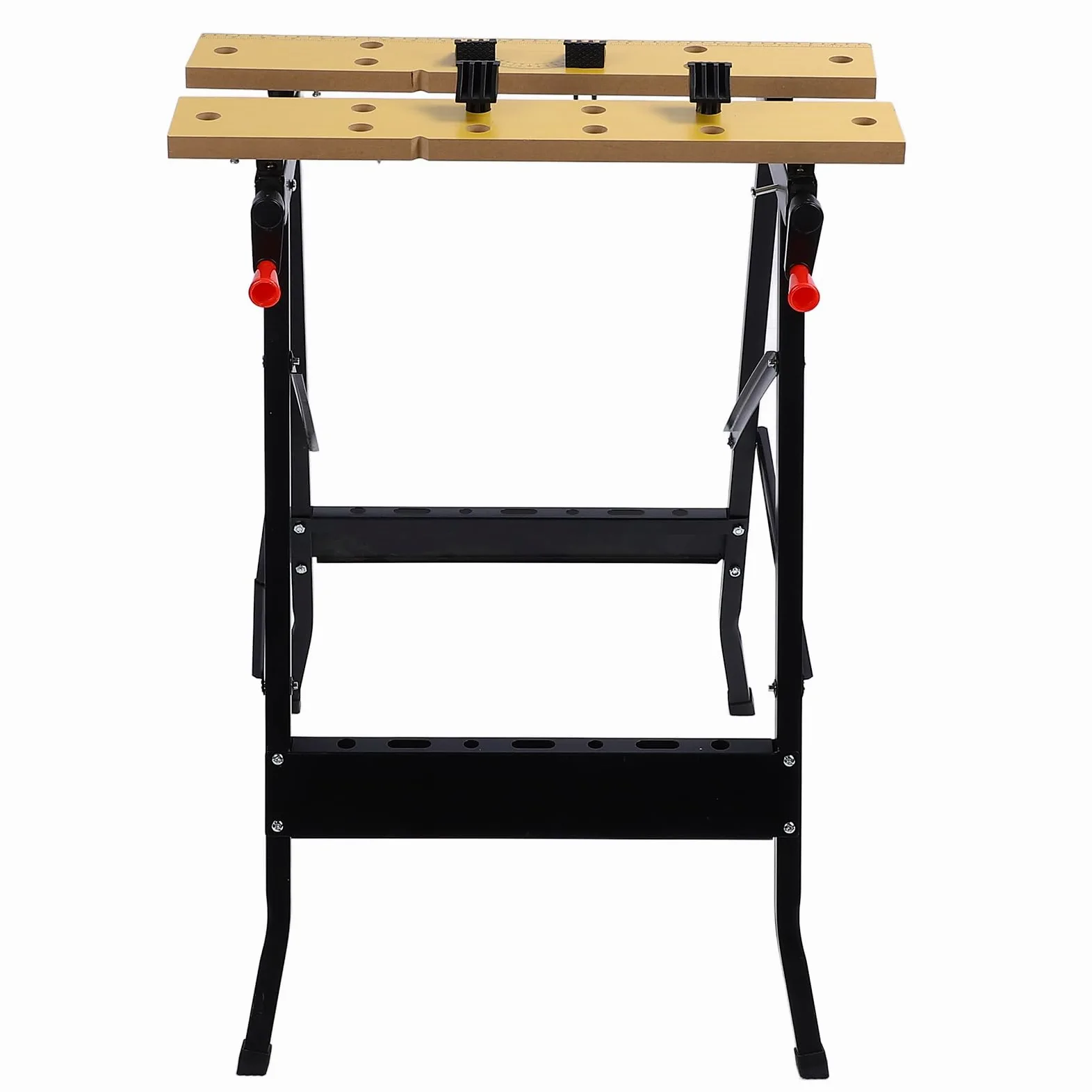 Mesa de Trabajo Plegable, Marco de Acero con Mordazas de MDF, Banco de Trabajo Portátil para Taller, Carga de 220 LB, Superficie de Sujeción Ajustable para Talleres, Reparación, Pintura,