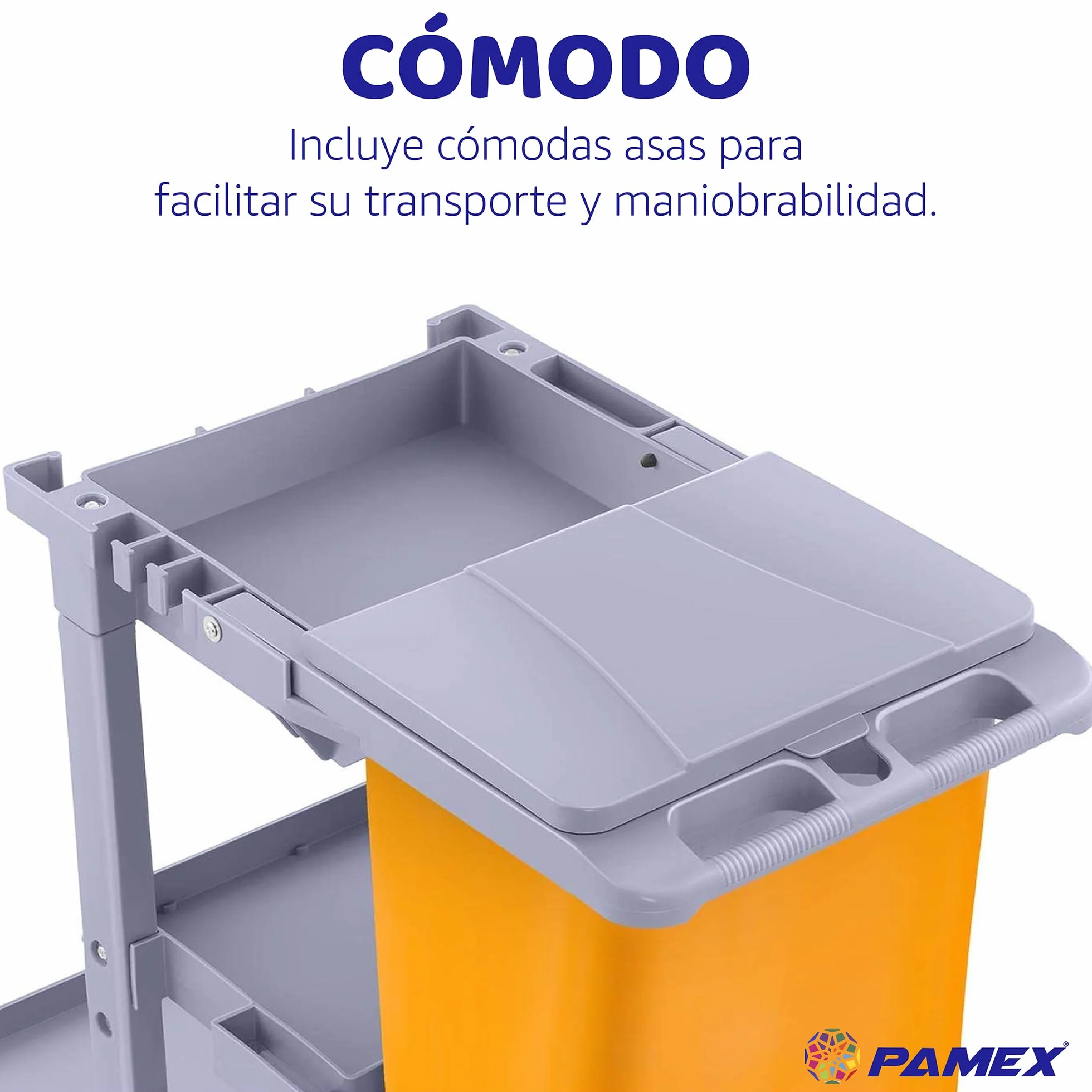PAMEX Carro de Limpieza Profesional Multiusos para Hostelería, Restaurantes, Comercios, hospitales, Oficinas y Grandes Superficies.