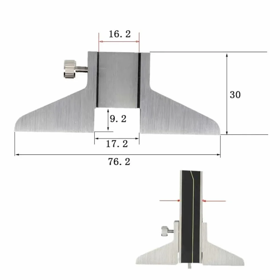 Base de profundidad de pinza con barra en T, 76 mm, acero inoxidable pulido, 150 mm/200 mm