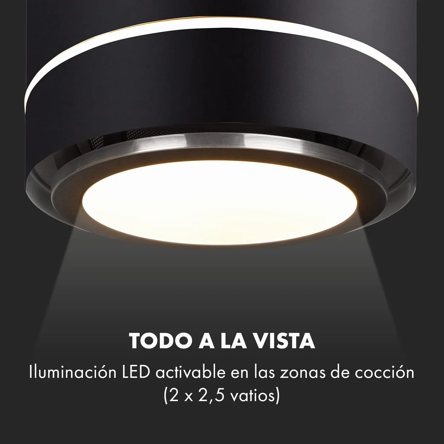 Klarstein Tron Ambience Campana extractora isla 165 W 540m³/h 38 cm 3 niveles LED Acero Grafito