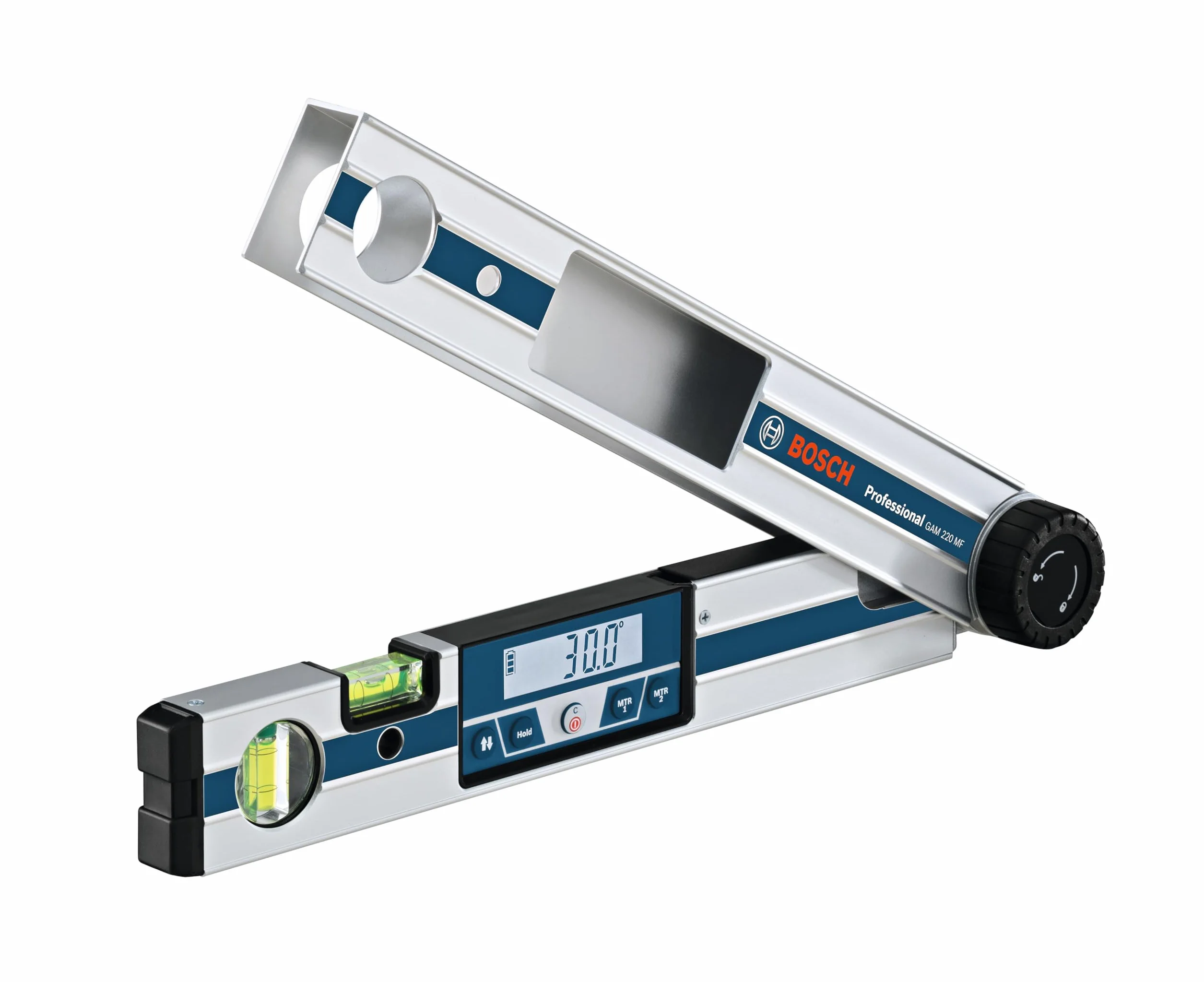 Bosch Professional Medidor digital de ángulos GAM 220 MF (cálculo de ángulos de inglete, margen de medición: 0 - 220º, longitud: 40 cm)