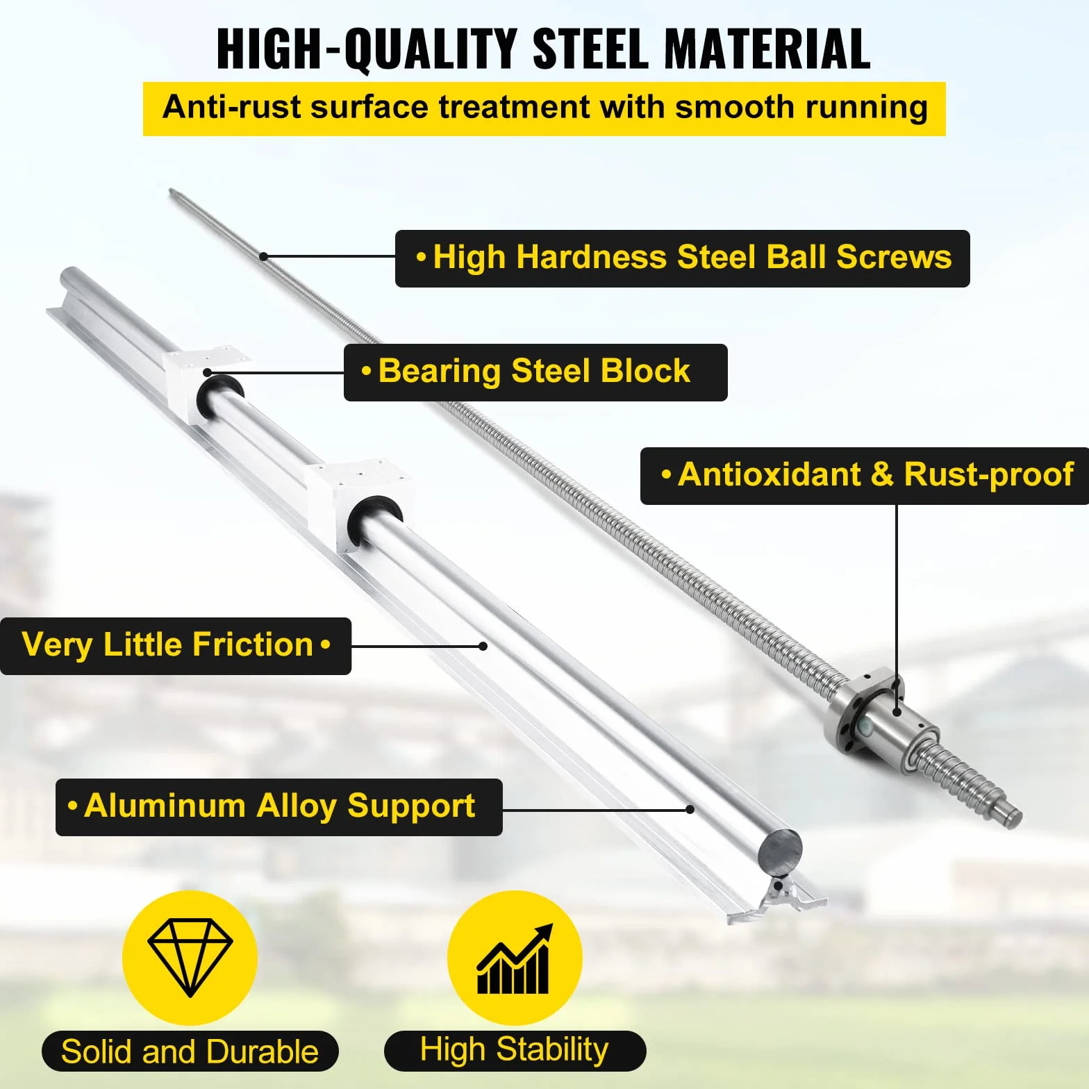 VEVOR SBR20 Guía Lineal Kit Deslizamiento Rodamiento 300-1000mm C7 Tornillos Bola