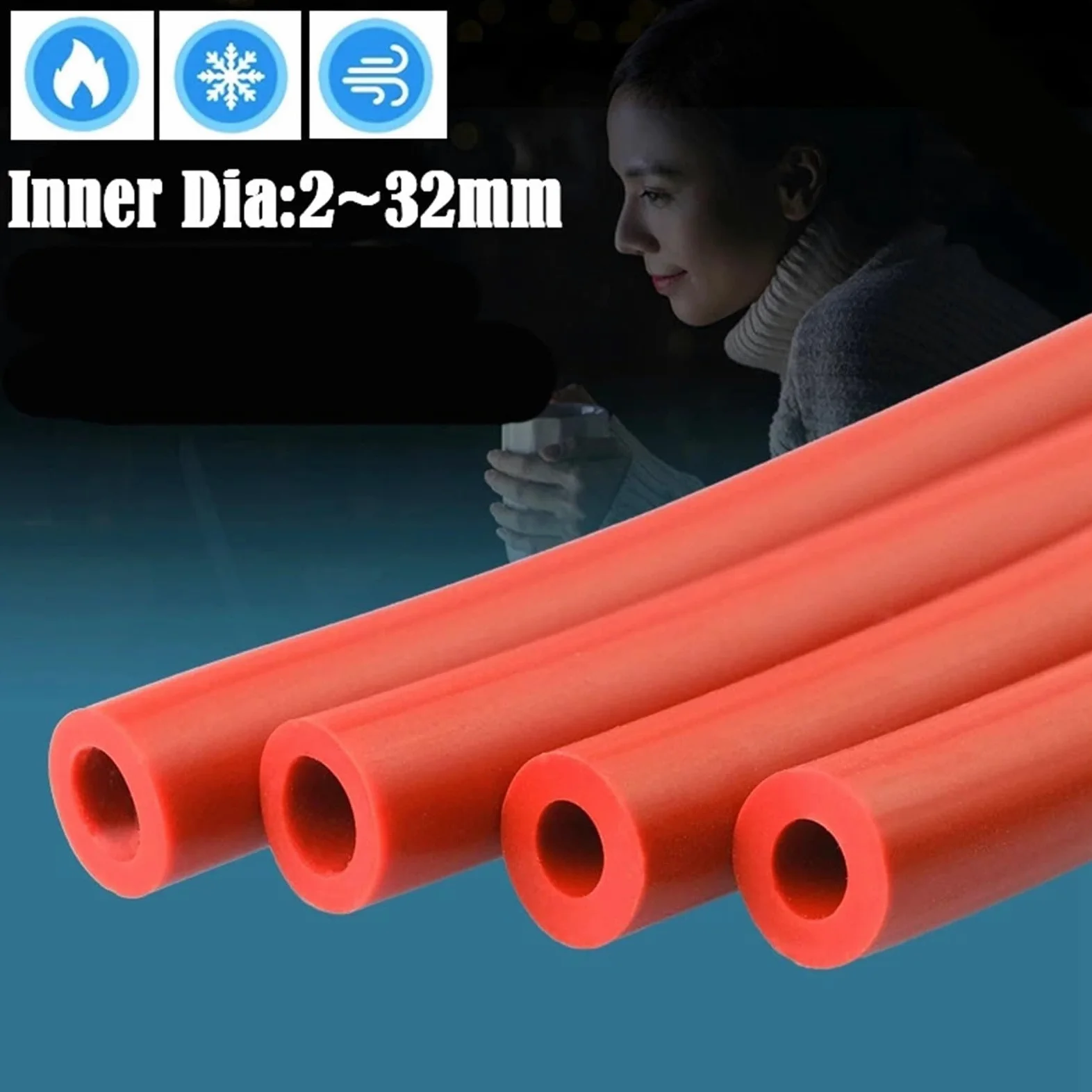 Manguera De Goma Tubo De Silicona Rojo Anaranjado Tanque Combustible For Automóvil Resistente Al Calor, Refrigeración Vacío para Flexible(10M,15x20mm)